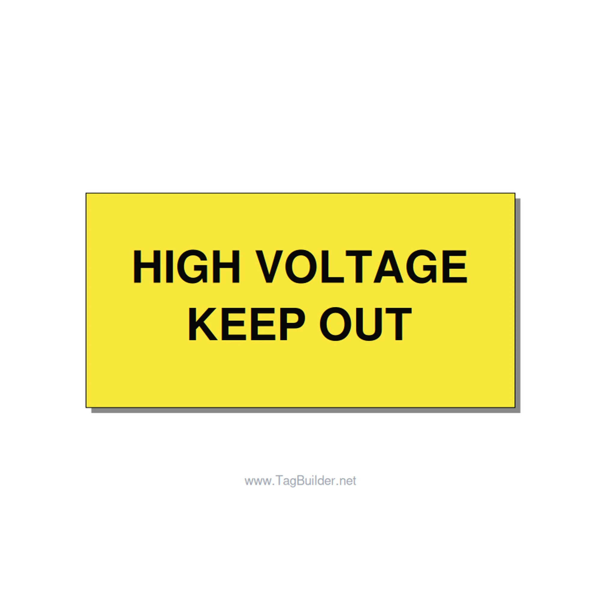 4.0x2.0" High Voltage Warning Sign - HIGH VOLTAGE KEEP OUT, Black/Yellow, Adhesi