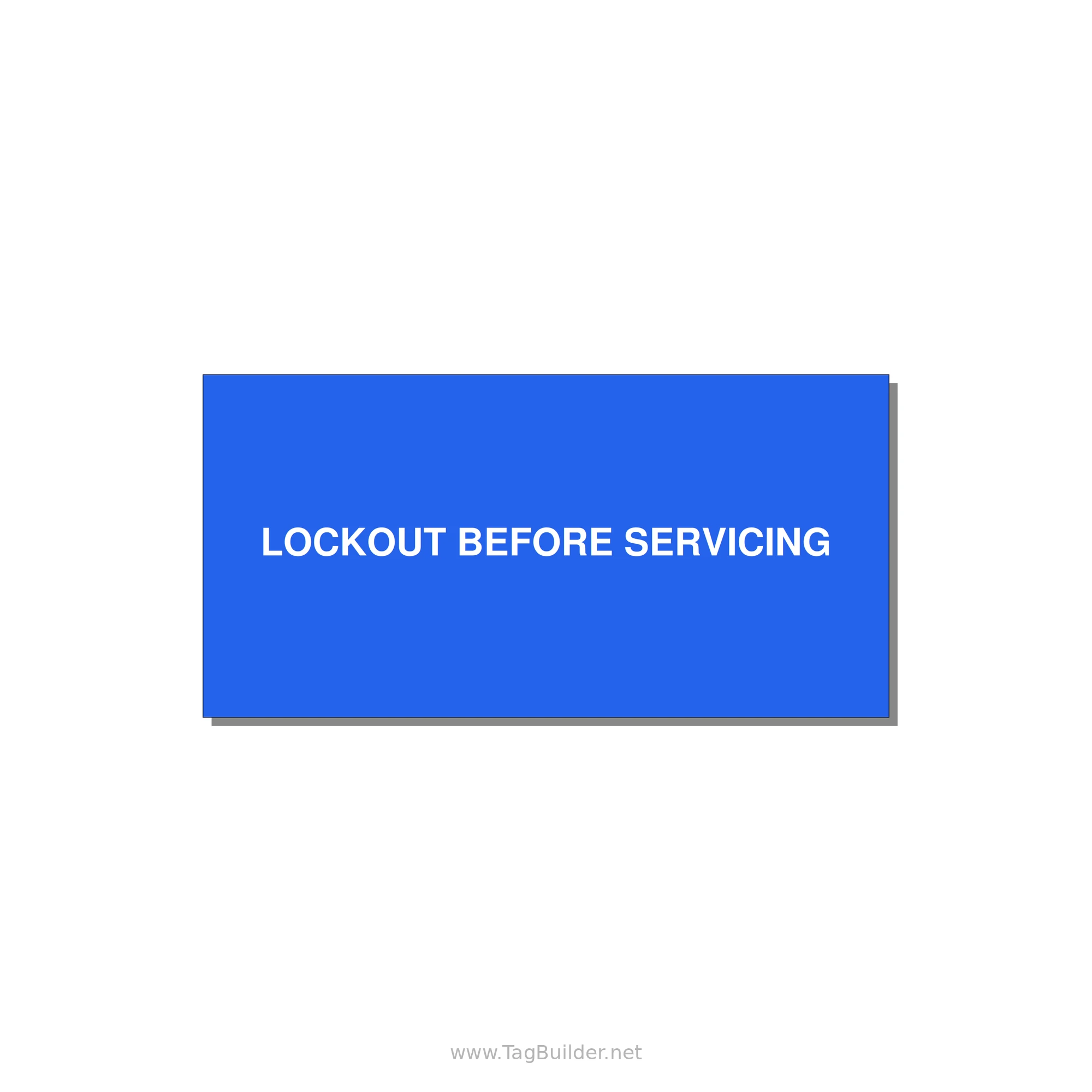 4.0x2.0" Lockout Tagout Label - LOCKOUT BEFORE SERVICING — 4x2" White on Blue, Adhesive