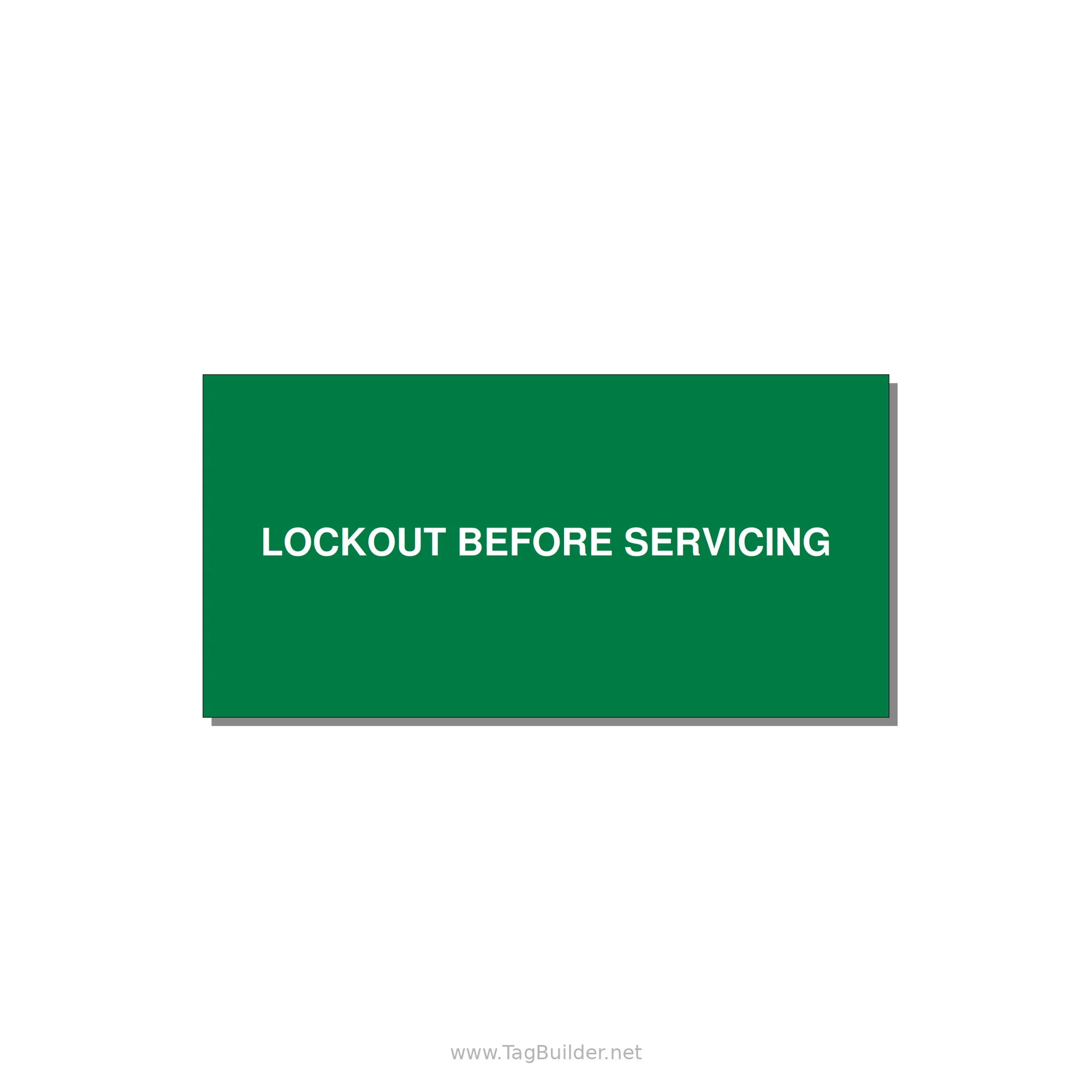 4.0x2.0" Lockout Tagout Label - LOCKOUT BEFORE SERVICING — 4x2" White on Green, Adhesive