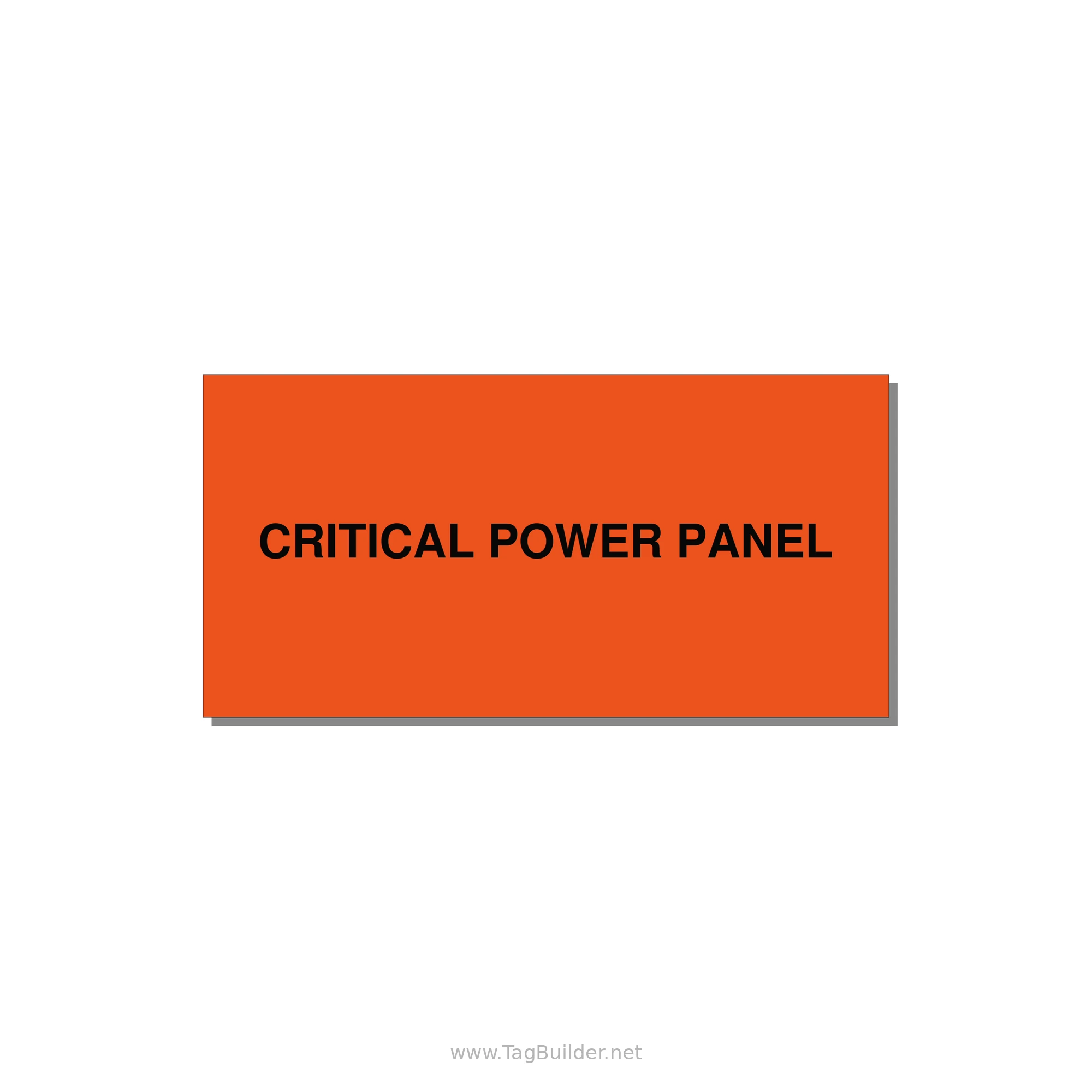 4.0x2.0" Panel Identification Label - CRITICAL POWER PANEL — 4x2" Black on Orange, Adhesive