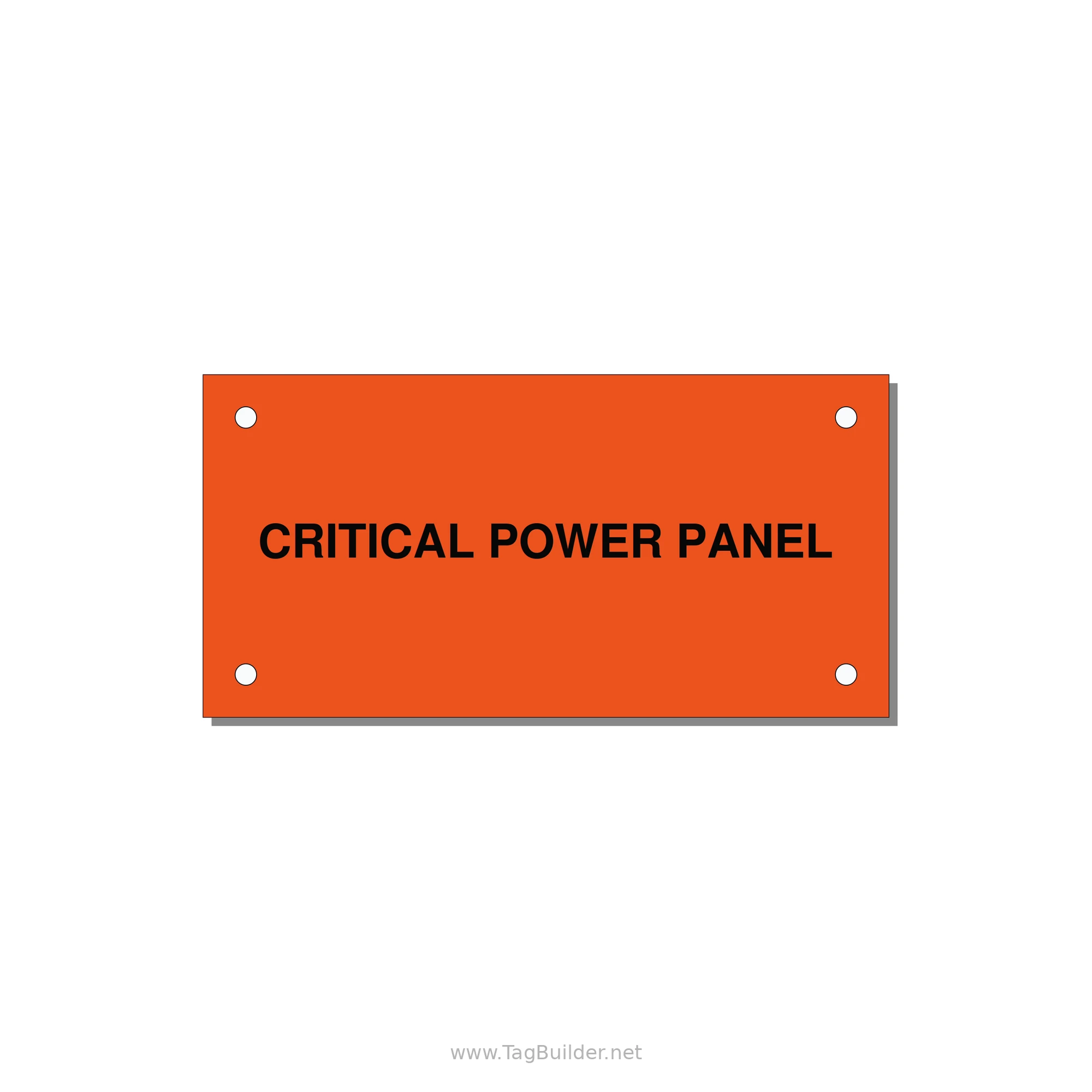4.0x2.0" Panel Identification Label - CRITICAL POWER PANEL — 4x2" Black on Orange, Holes
