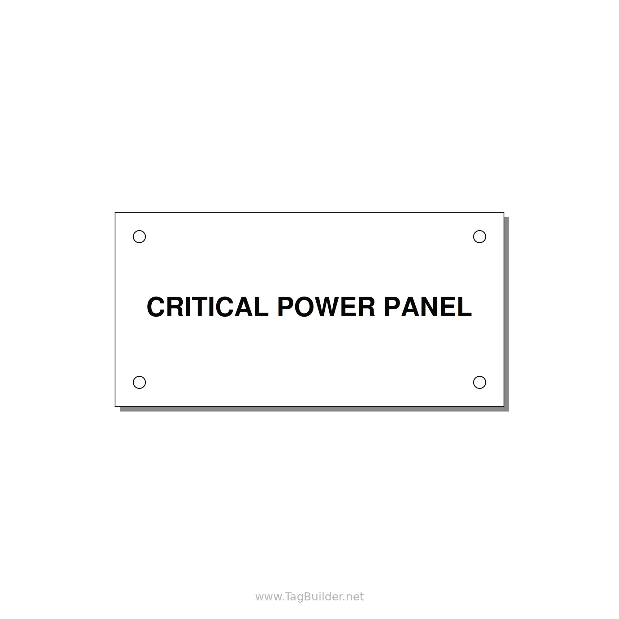 4.0x2.0" Panel Identification Label - CRITICAL POWER PANEL — 4x2" Black on White, Holes