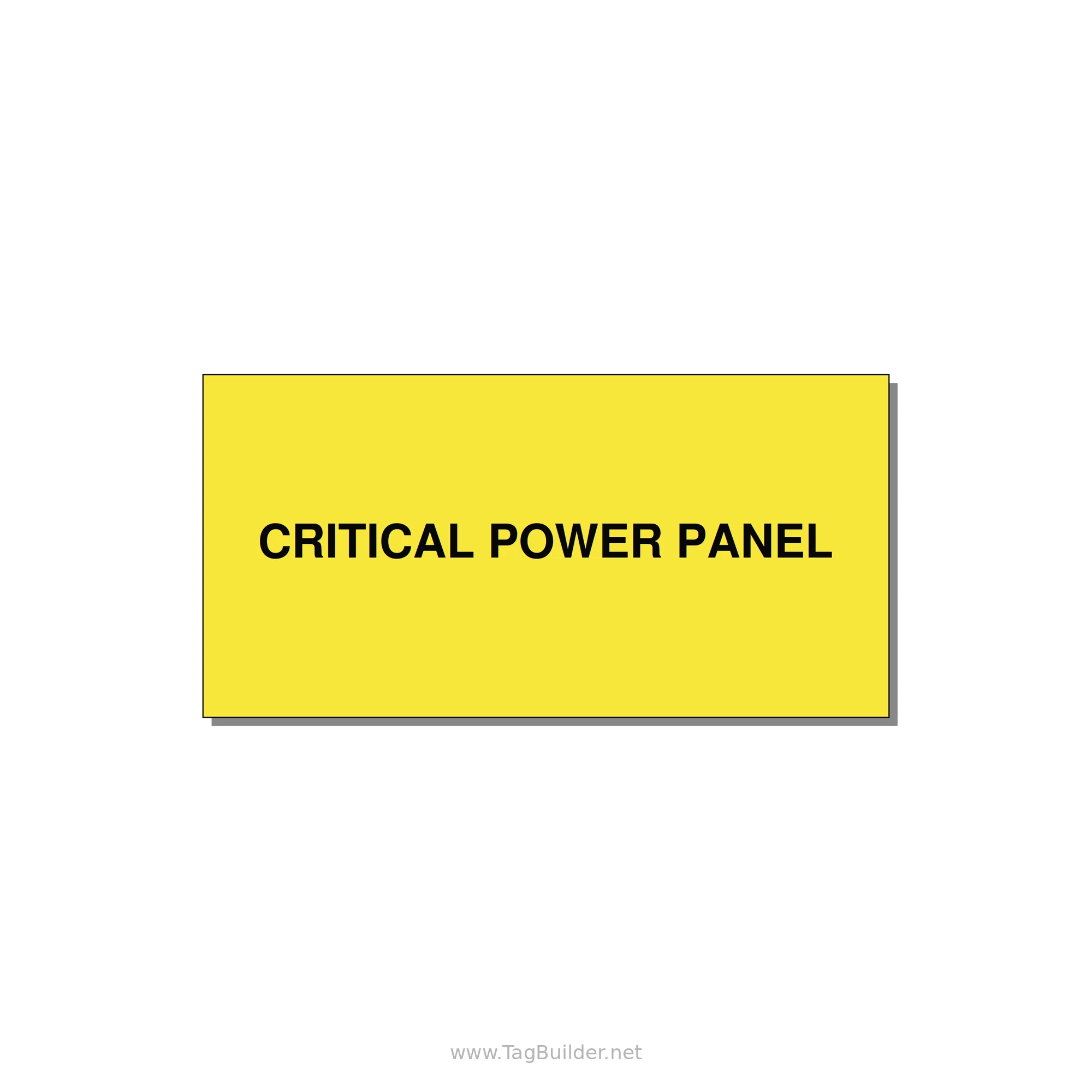 4.0x2.0" Panel Identification Label - CRITICAL POWER PANEL — 4x2" Black on Yellow, Adhesive