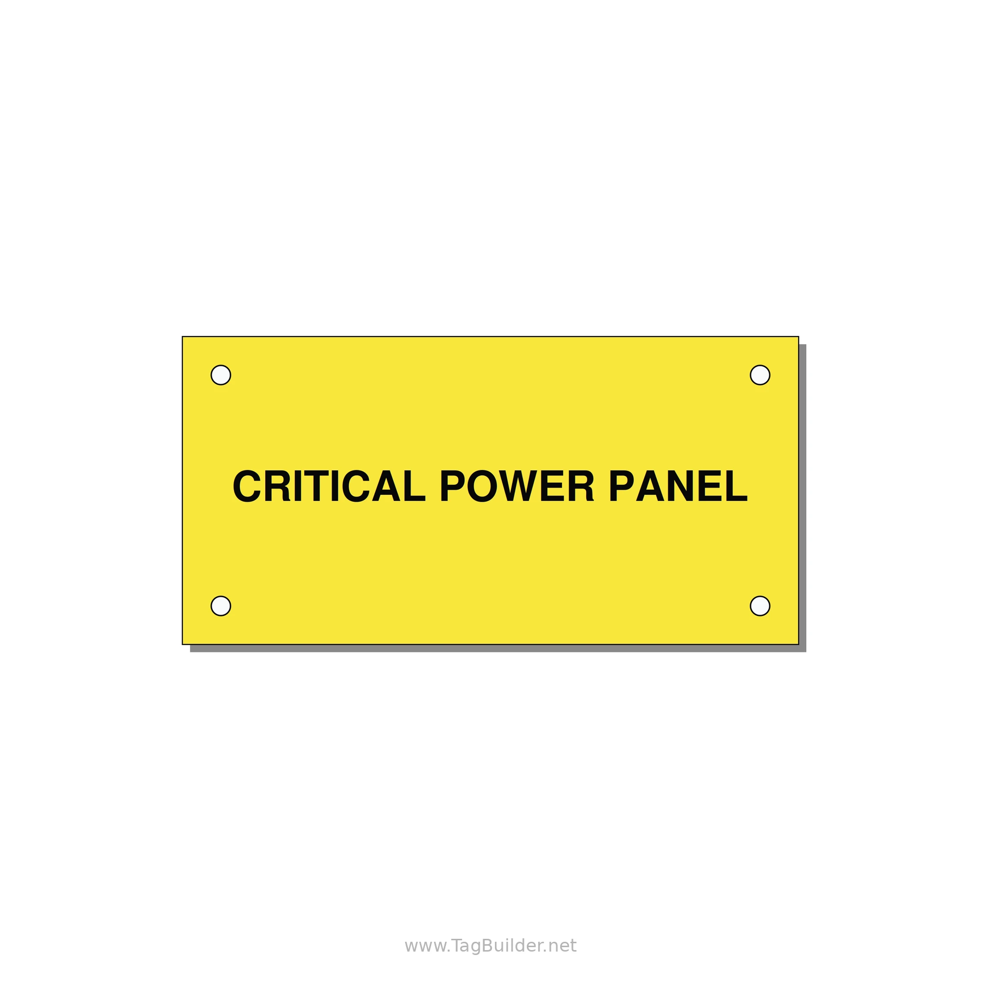 4.0x2.0" Panel Identification Label - CRITICAL POWER PANEL — 4x2" Black on Yellow, Holes