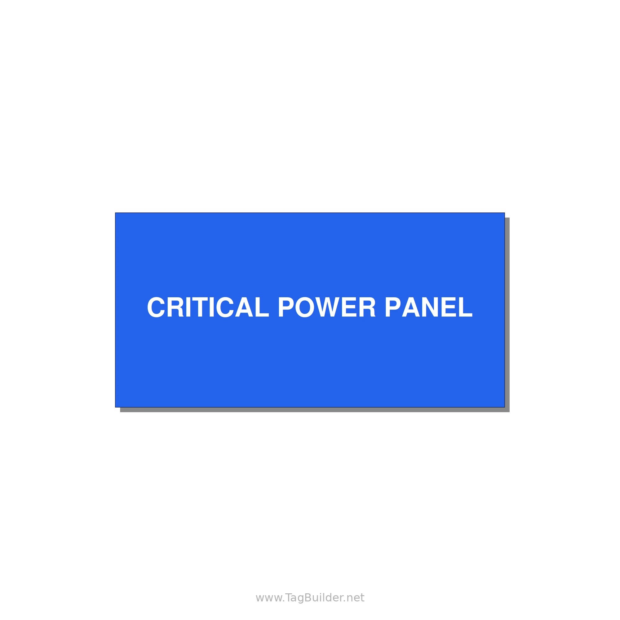 4.0x2.0" Panel Identification Label - CRITICAL POWER PANEL — 4x2" White on Blue, Adhesive
