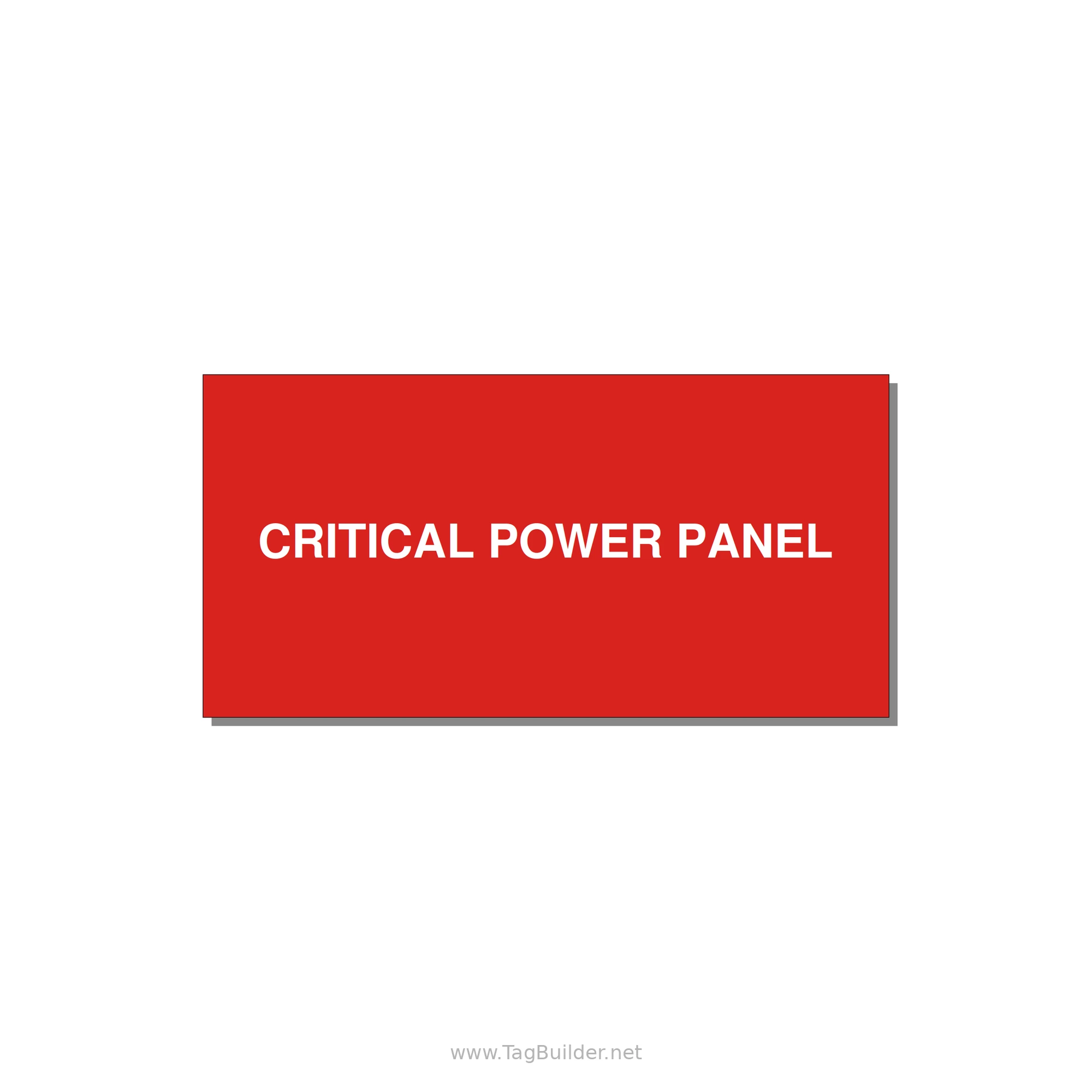 4.0x2.0" Panel Identification Label - CRITICAL POWER PANEL — 4x2" White on Red, Adhesive