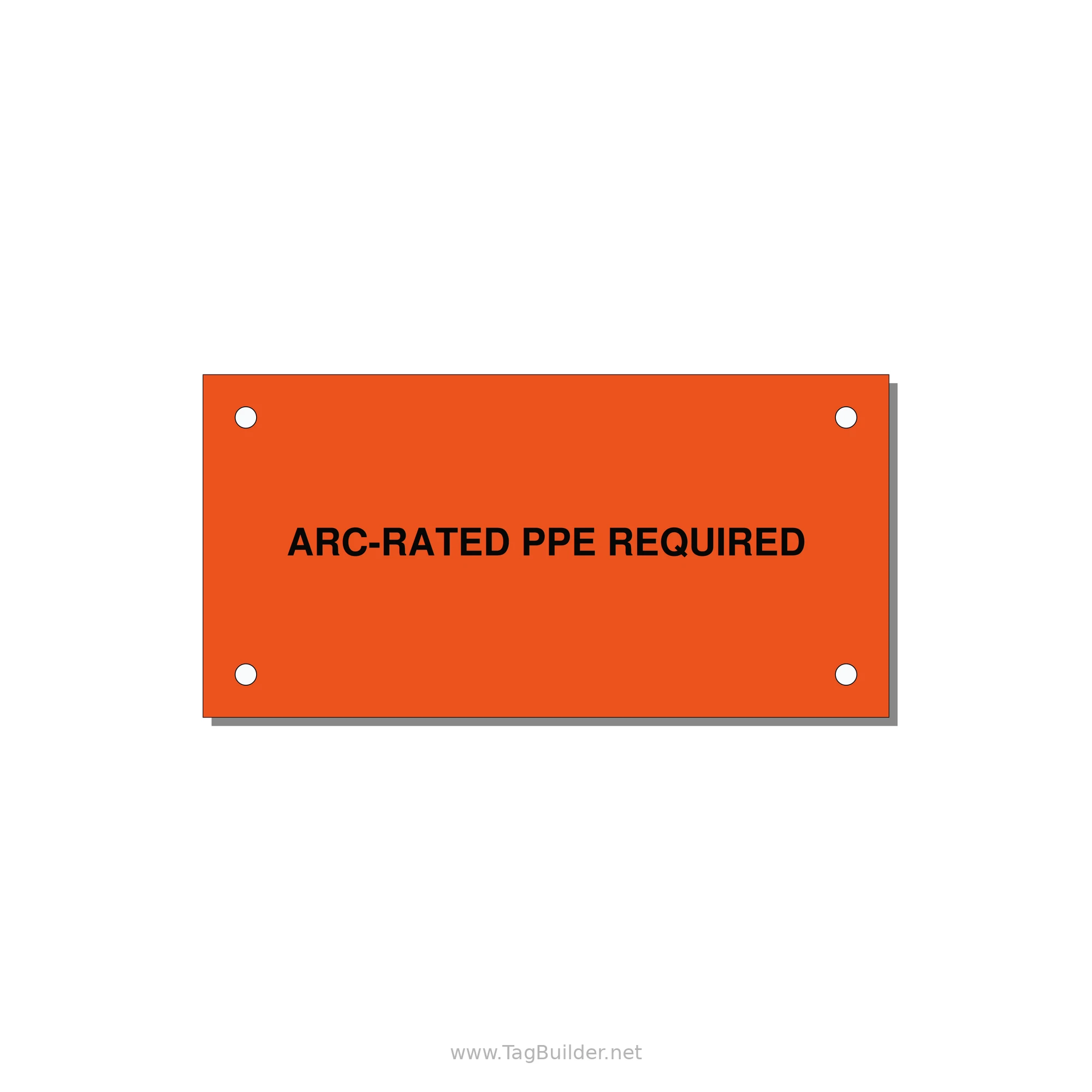 4.0x2.0" PPE Requi — 4x2" Black on Orange, Holes