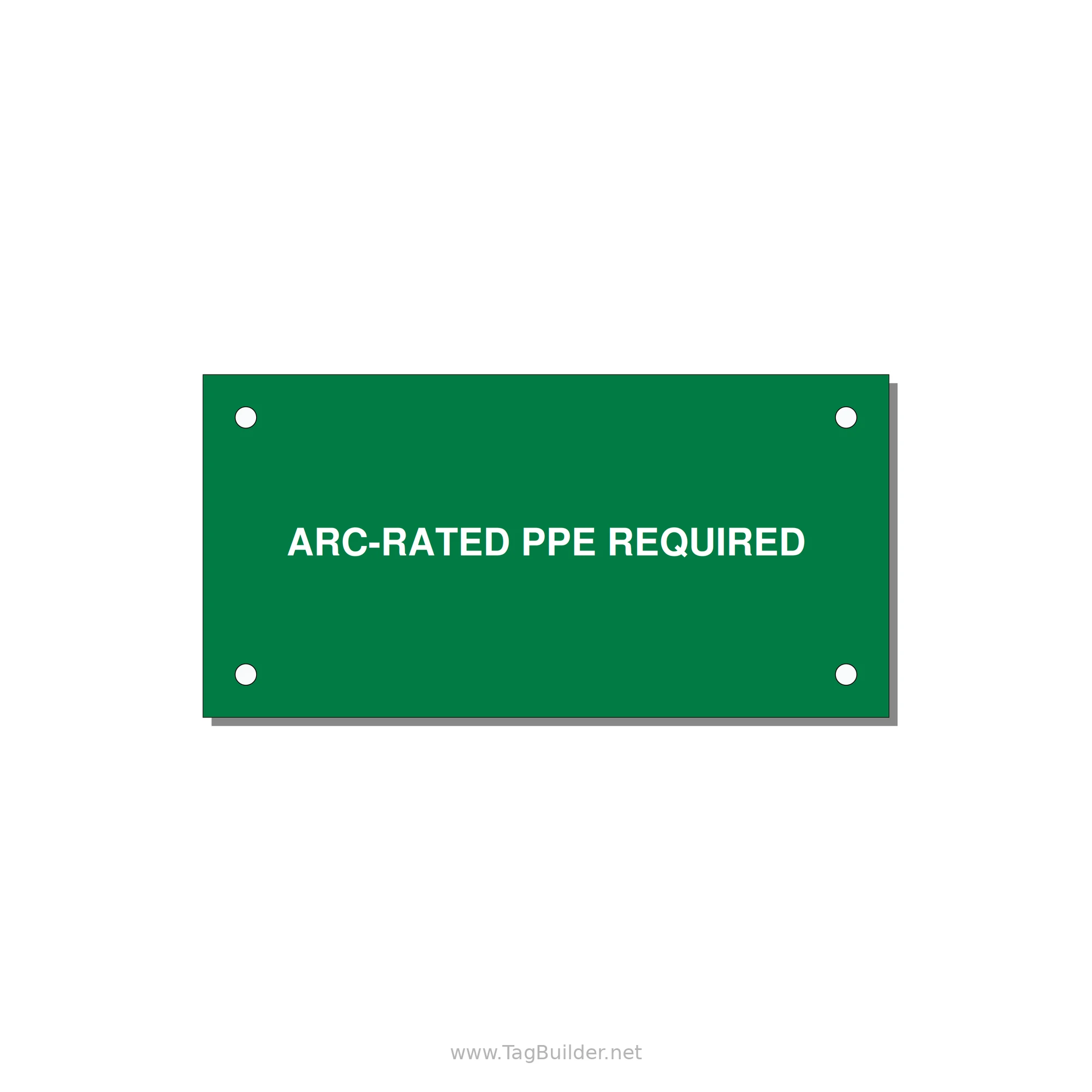 4.0x2.0" PPE Requi — 4x2" White on Green, Holes