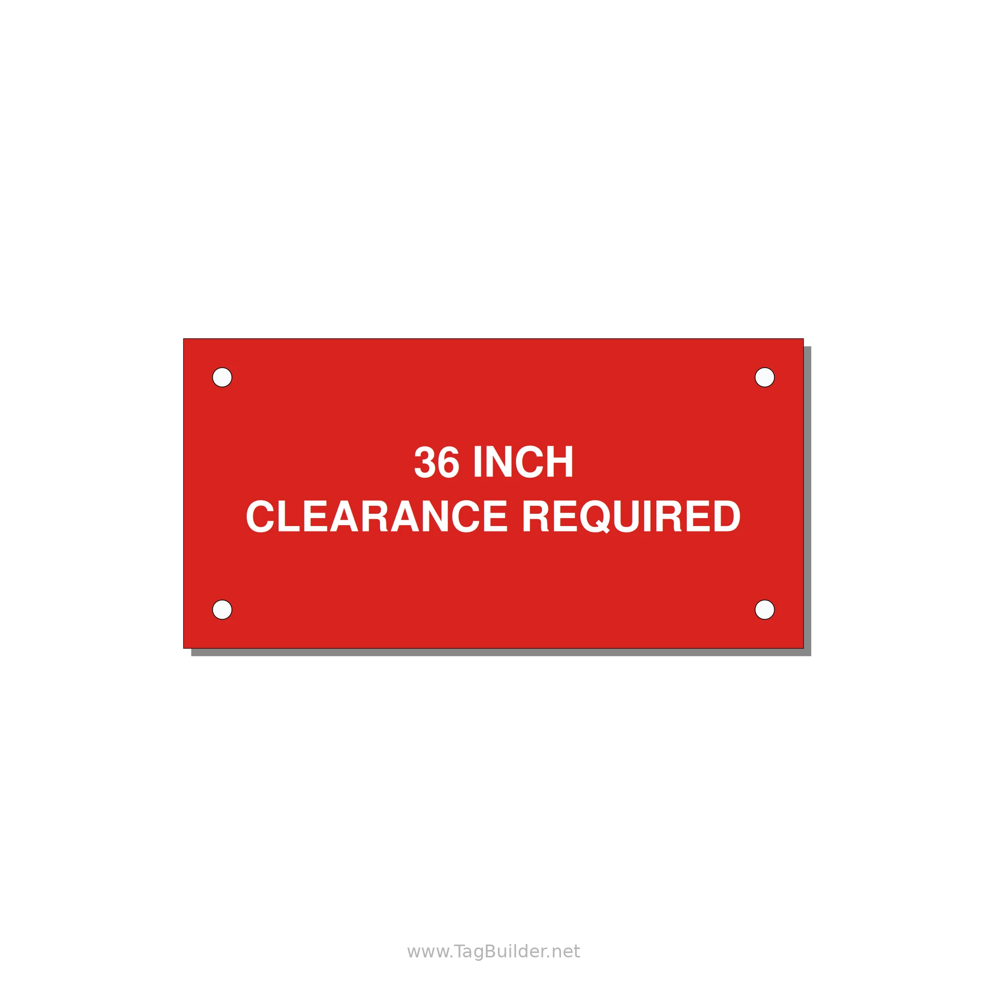 4.0x2.0" Safety Label - 36 INCH CLEARANCE REQUIRE — 4x2" White on Red, Holes