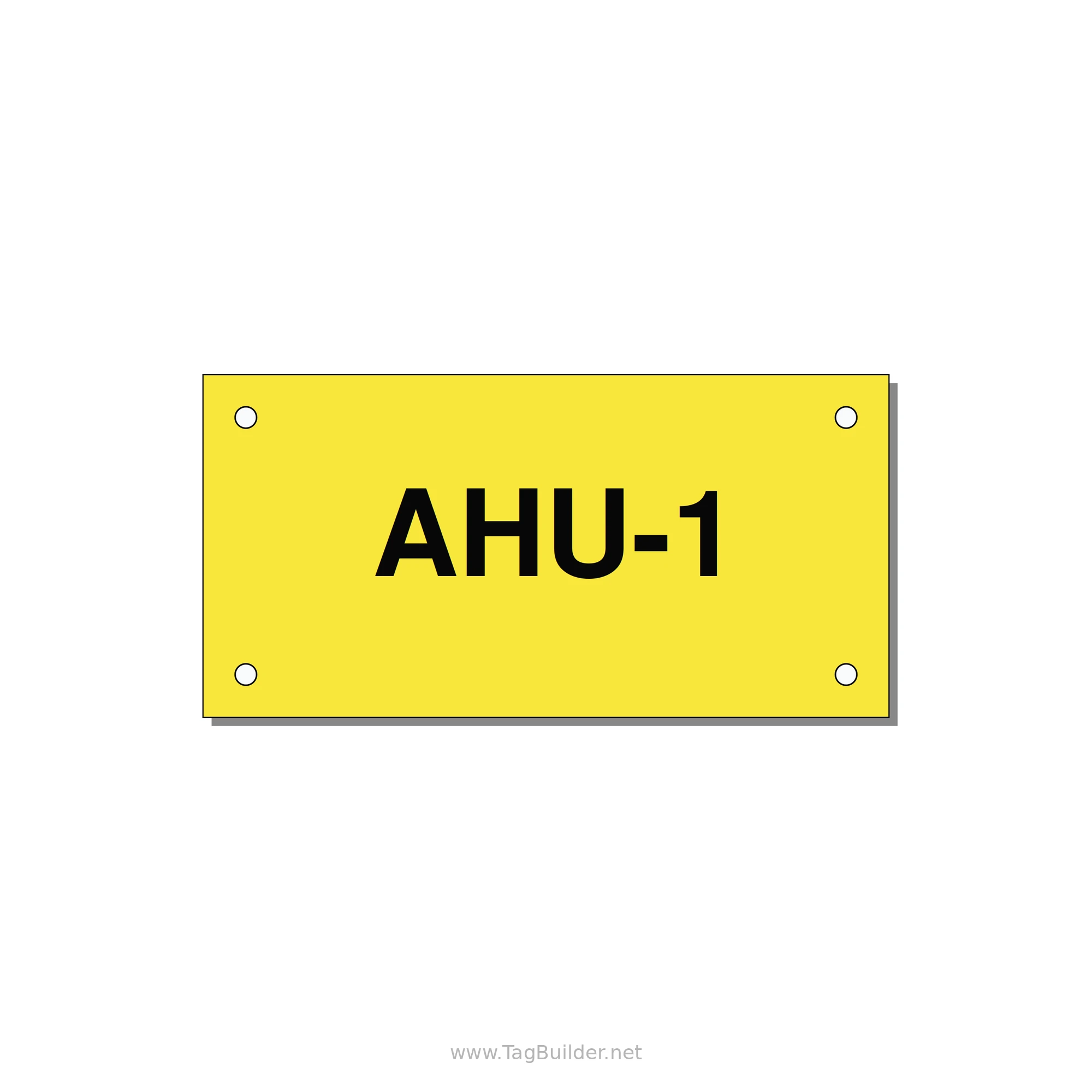 4.0x2.0" Safety Label - AHU-1 — 4x2" Black on Yellow, Holes