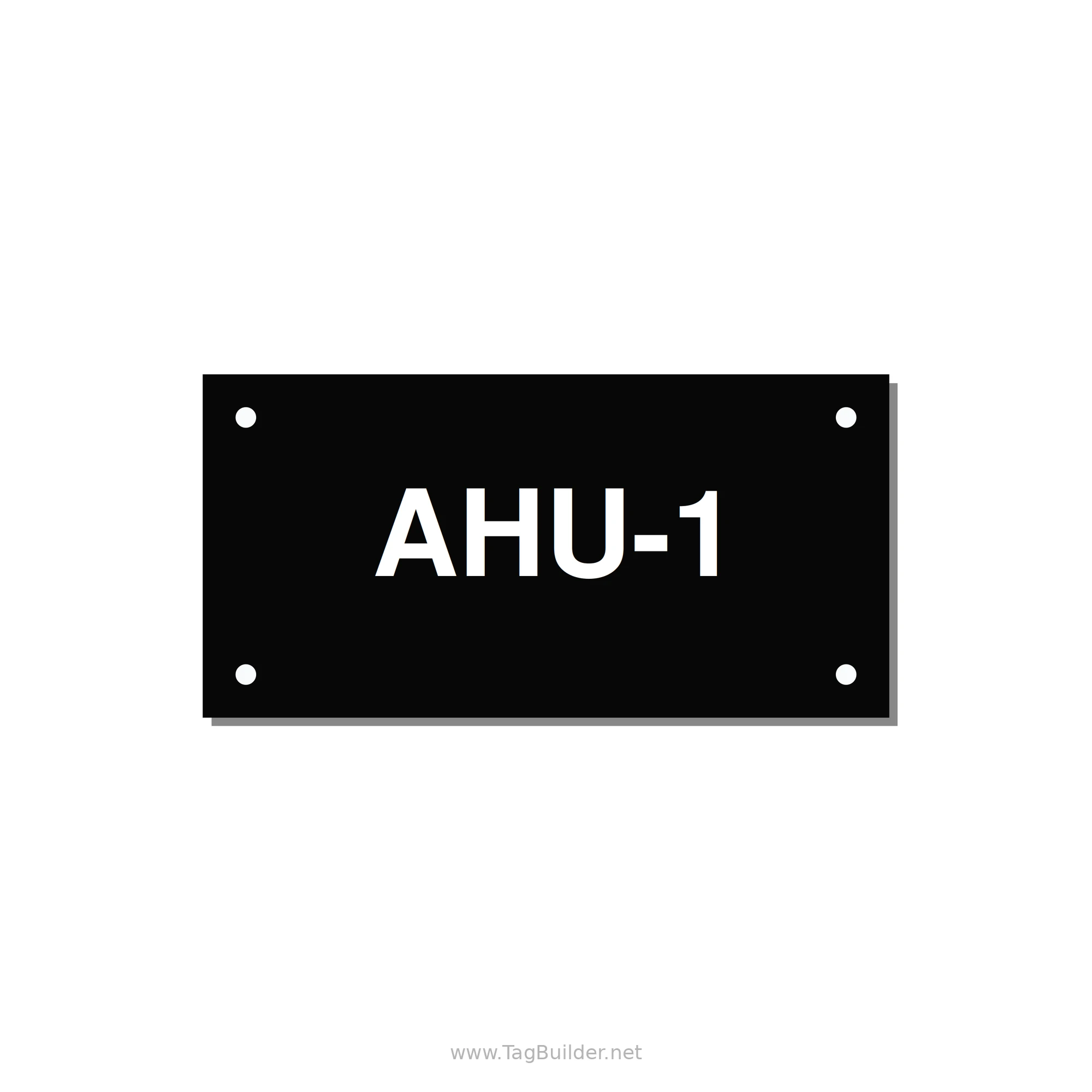 4.0x2.0" Safety Label - AHU-1 — 4x2" White on Black, Holes