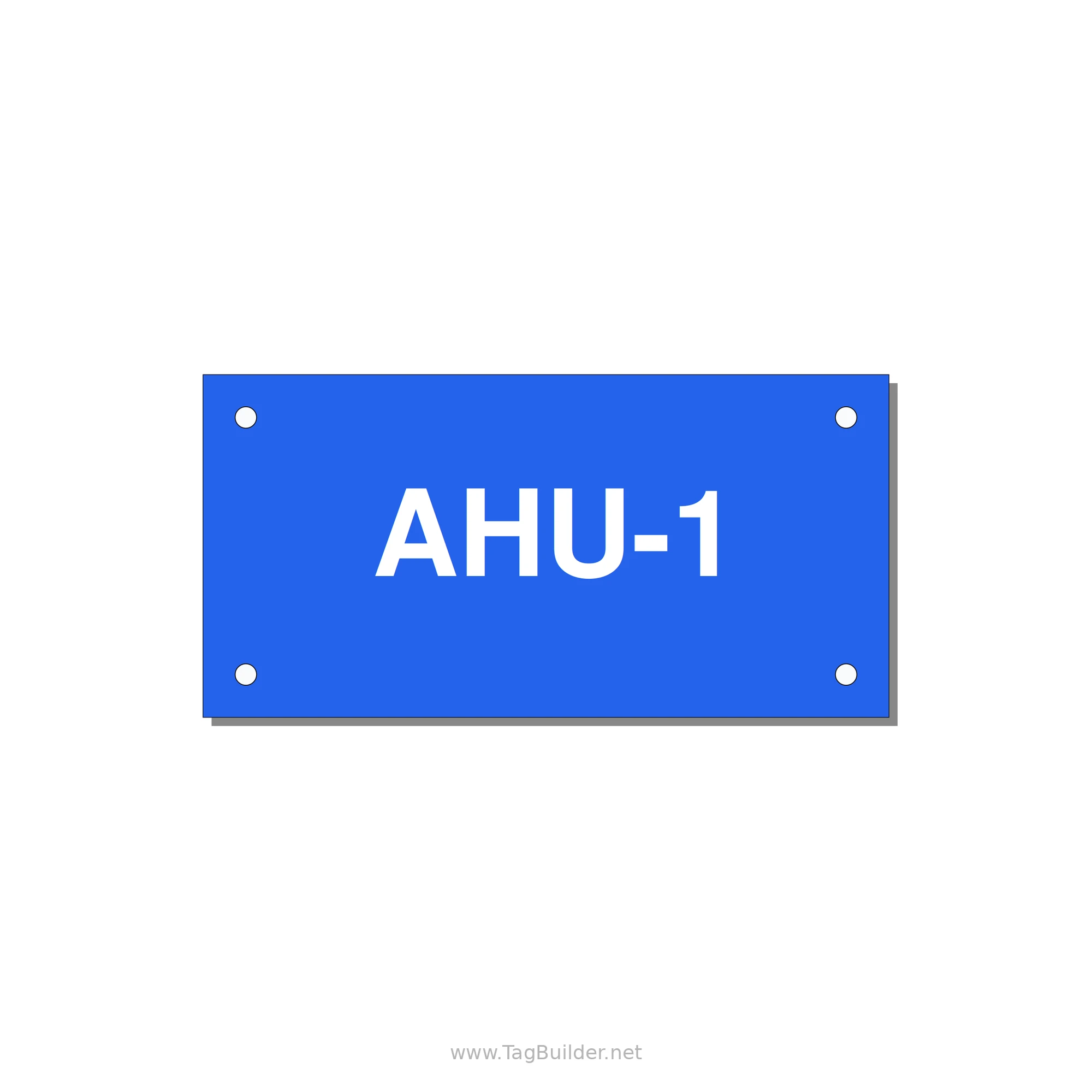 4.0x2.0" Safety Label - AHU-1 — 4x2" White on Blue, Holes