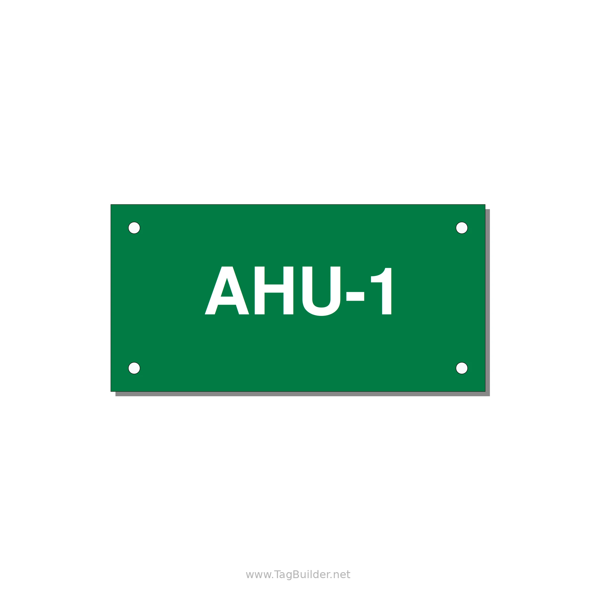 4.0x2.0" Safety Label - AHU-1 — 4x2" White on Green, Holes
