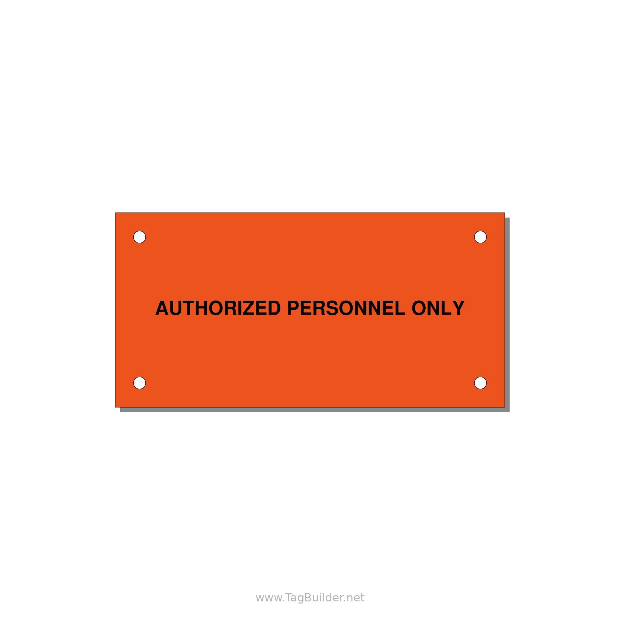 4.0x2.0" Safety Label - AUTHORIZED PERSONNEL ONLY — 4x2" Black on Orange, Holes