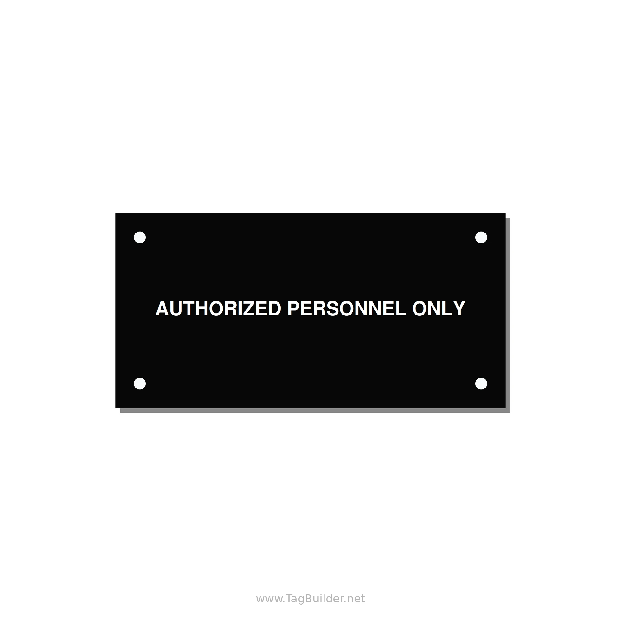 4.0x2.0" Safety Label - AUTHORIZED PERSONNEL ONLY — 4x2" White on Black, Holes