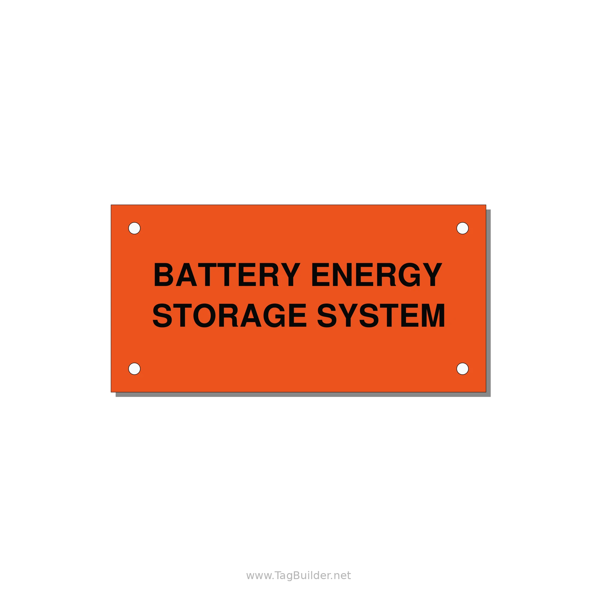 4.0x2.0" Safety Label - BATTERY ENERGY STORAGE SY — 4x2" Black on Orange, Holes