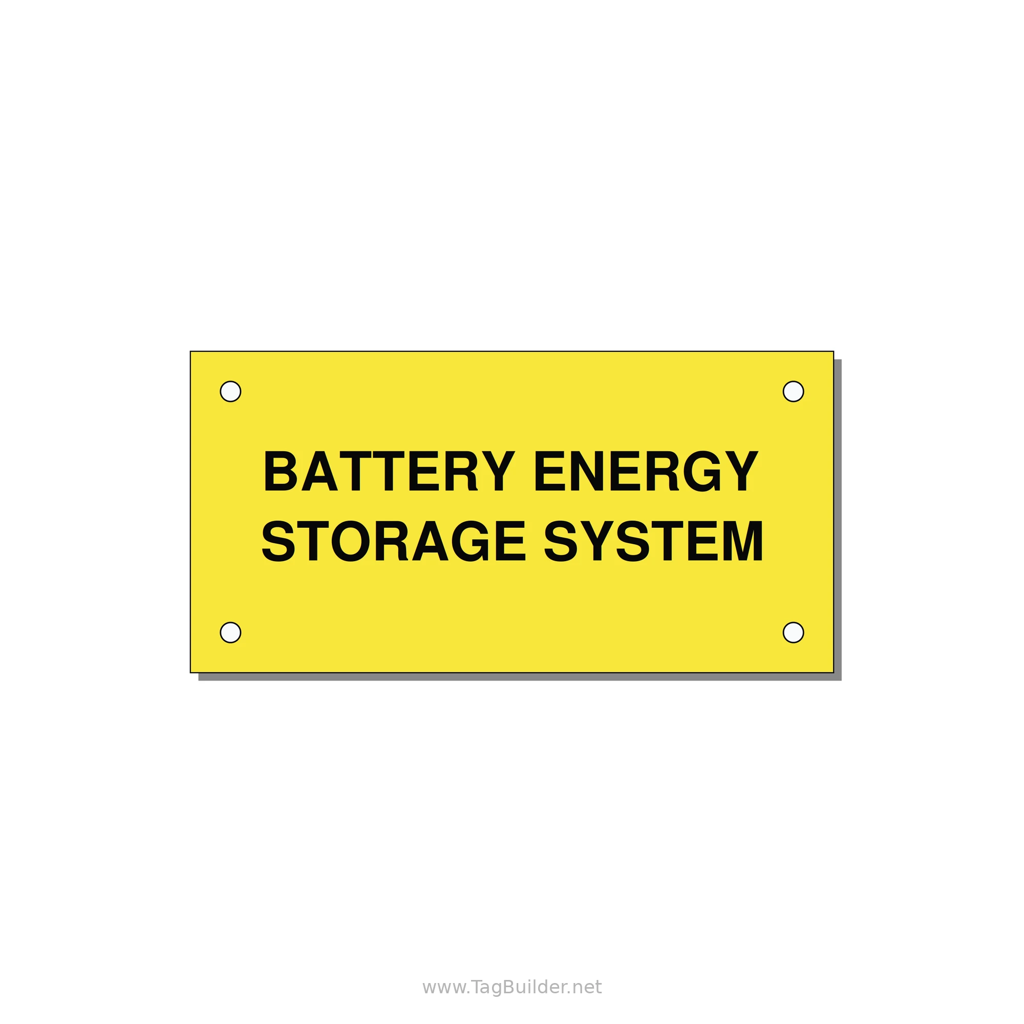 4.0x2.0" Safety Label - BATTERY ENERGY STORAGE SY — 4x2" Black on Yellow, Holes