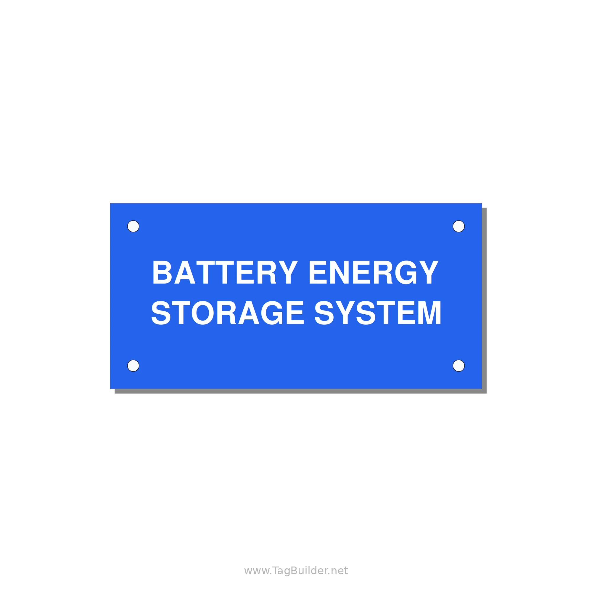4.0x2.0" Safety Label - BATTERY ENERGY STORAGE SY — 4x2" White on Blue, Holes