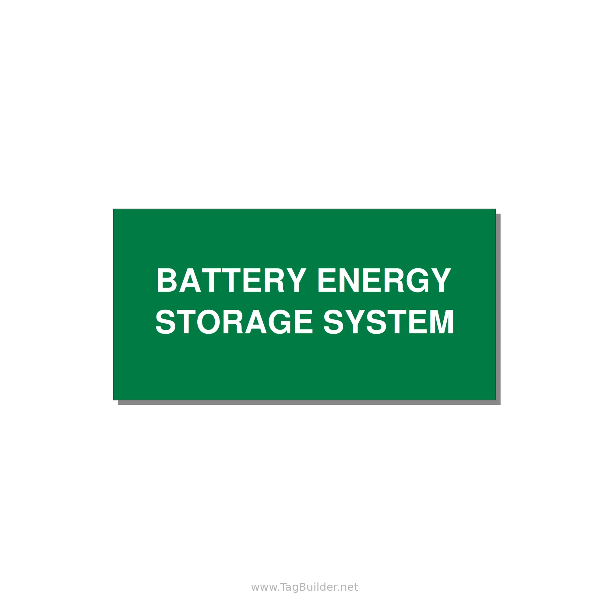 4.0x2.0" Safety Label - BATTERY ENERGY STORAGE SY — 4x2" White on Green, Adhesive