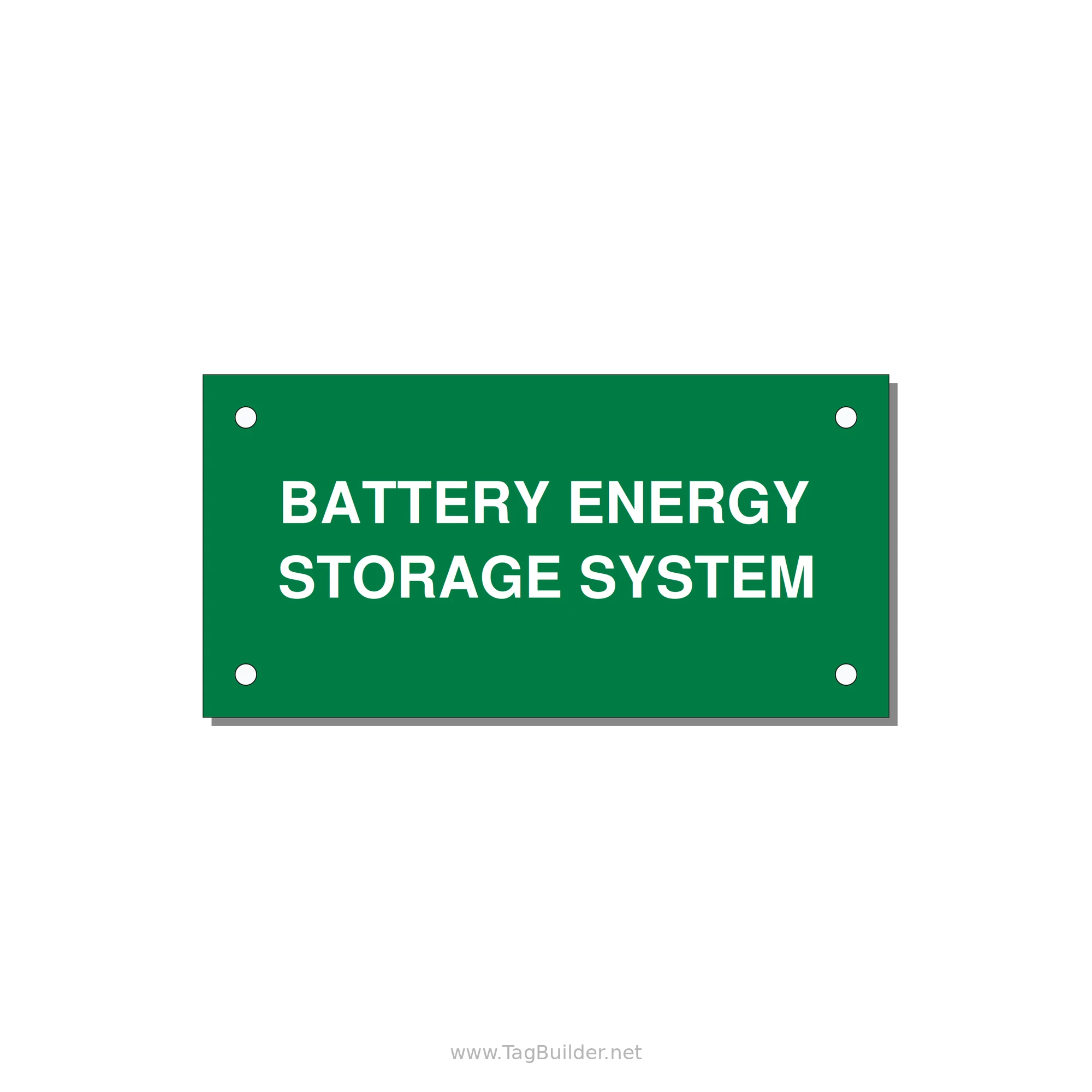 4.0x2.0" Safety Label - BATTERY ENERGY STORAGE SY — 4x2" White on Green, Holes