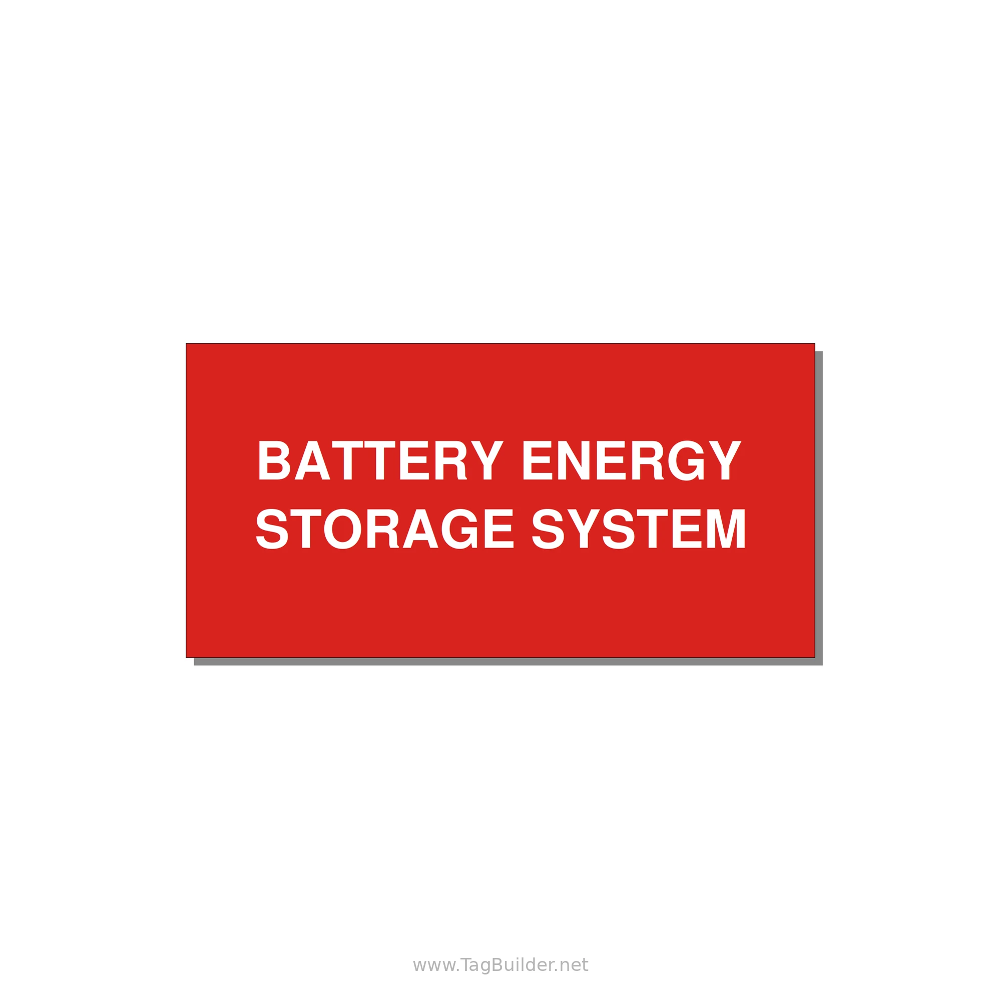 4.0x2.0" Safety Label - BATTERY ENERGY STORAGE SY — 4x2" White on Red, Adhesive