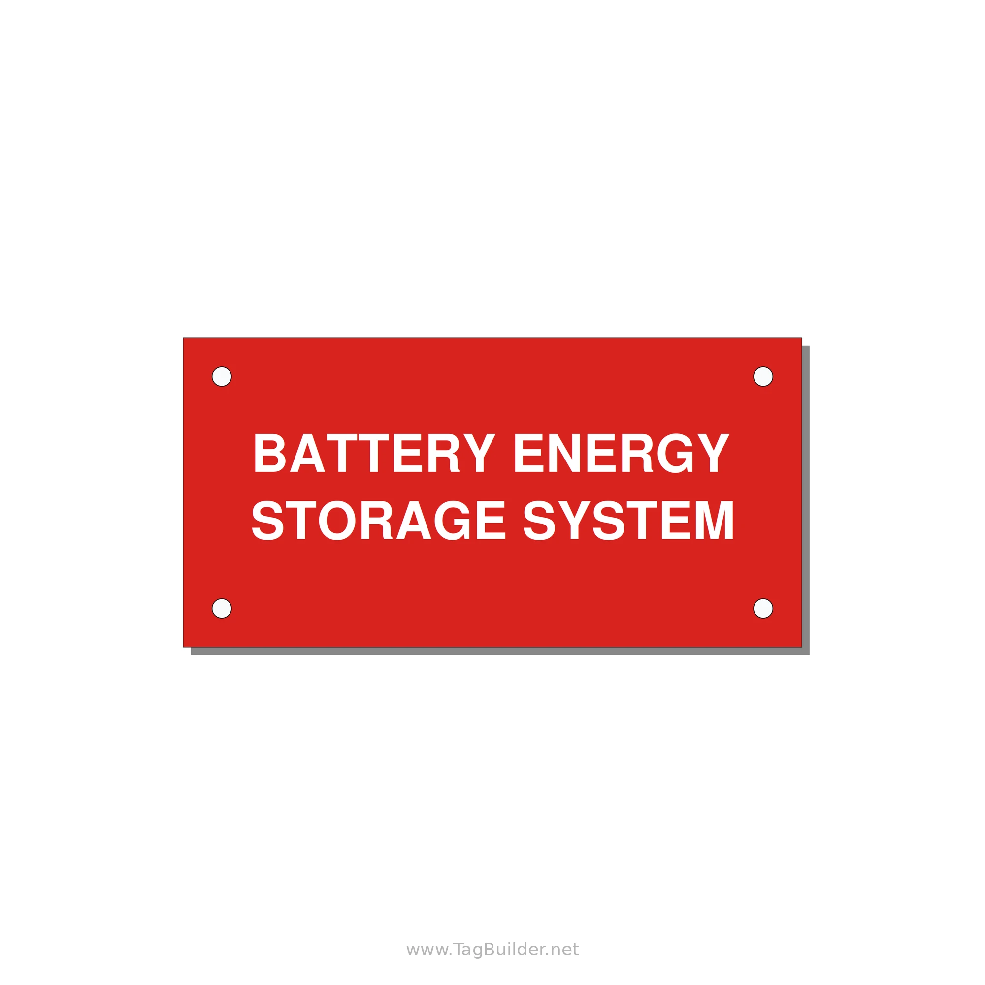 4.0x2.0" Safety Label - BATTERY ENERGY STORAGE SY — 4x2" White on Red, Holes