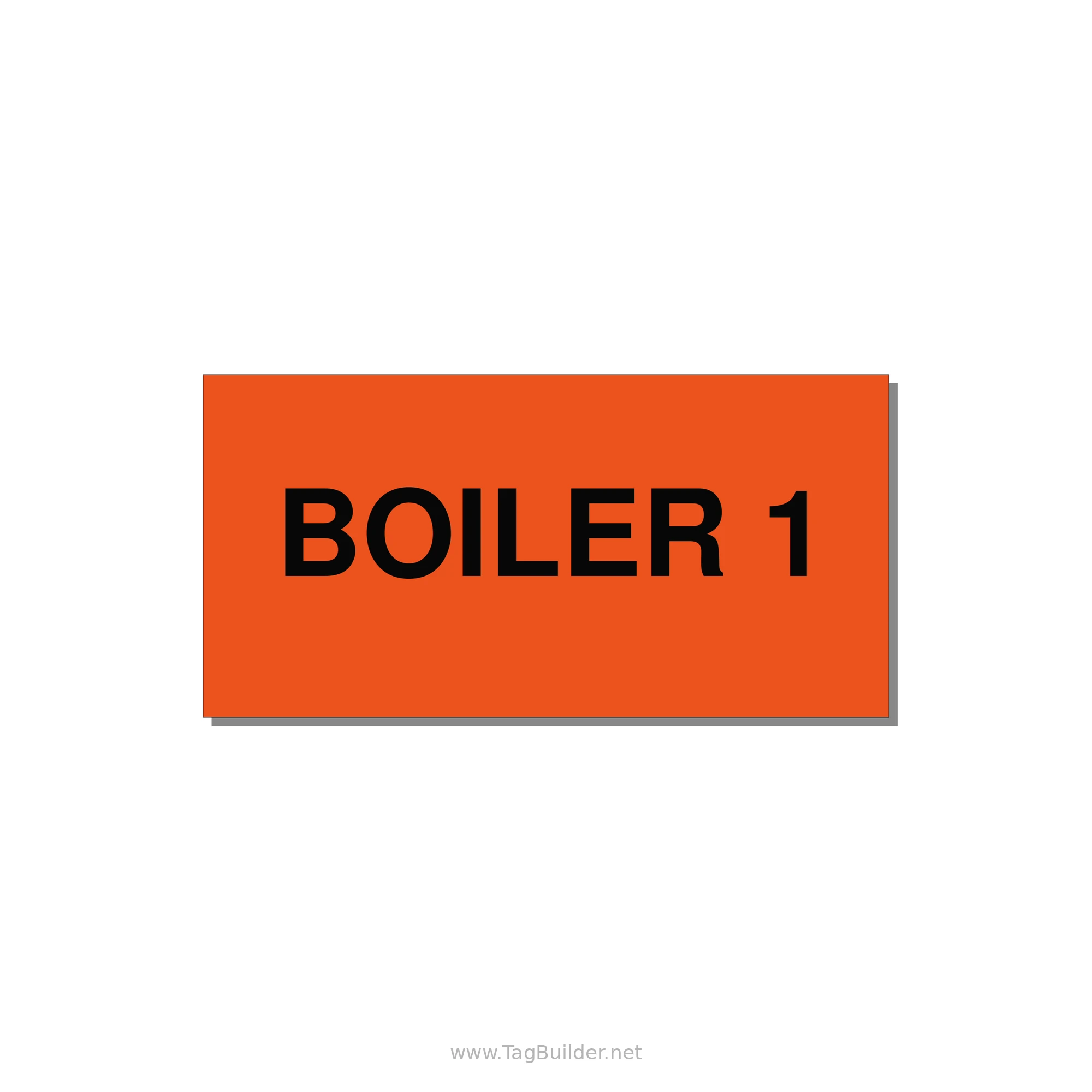 4.0x2.0" Safety Label - BOILER 1 — 4x2" Black on Orange, Adhesive