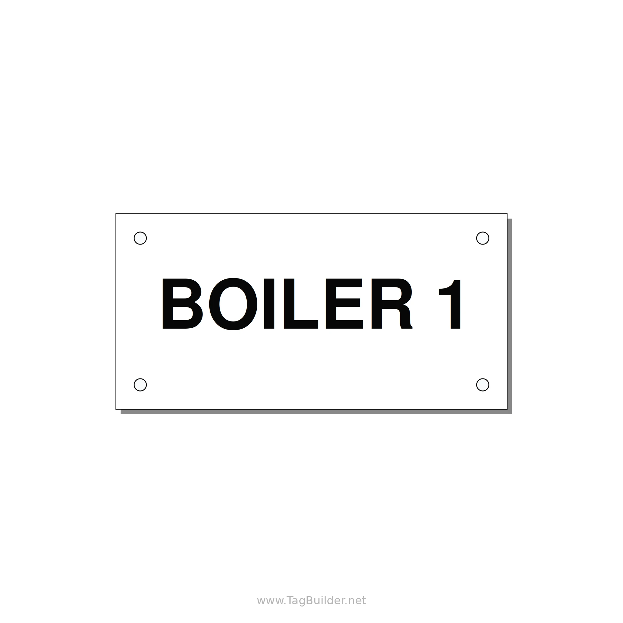 4.0x2.0" Safety Label - BOILER 1 — 4x2" Black on White, Holes