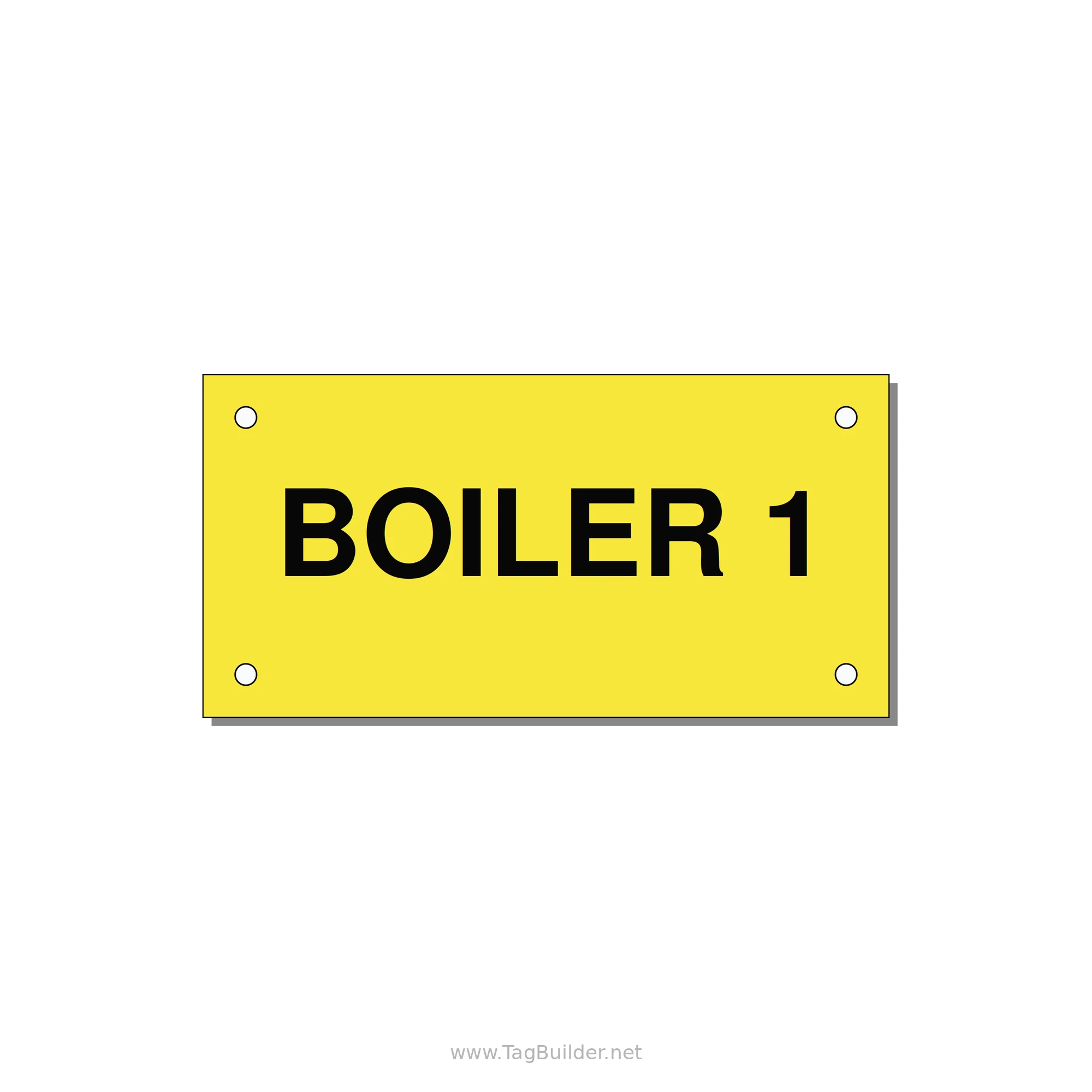 4.0x2.0" Safety Label - BOILER 1 — 4x2" Black on Yellow, Holes