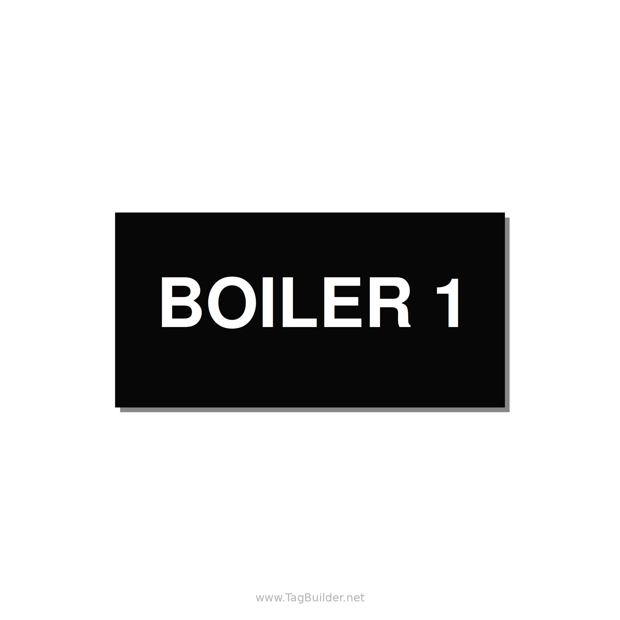 4.0x2.0" Safety Label - BOILER 1 — 4x2" White on Black, Adhesive