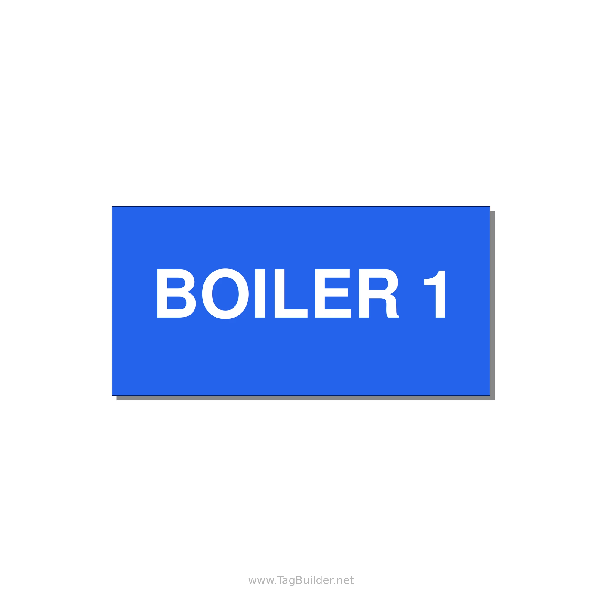 4.0x2.0" Safety Label - BOILER 1 — 4x2" White on Blue, Adhesive
