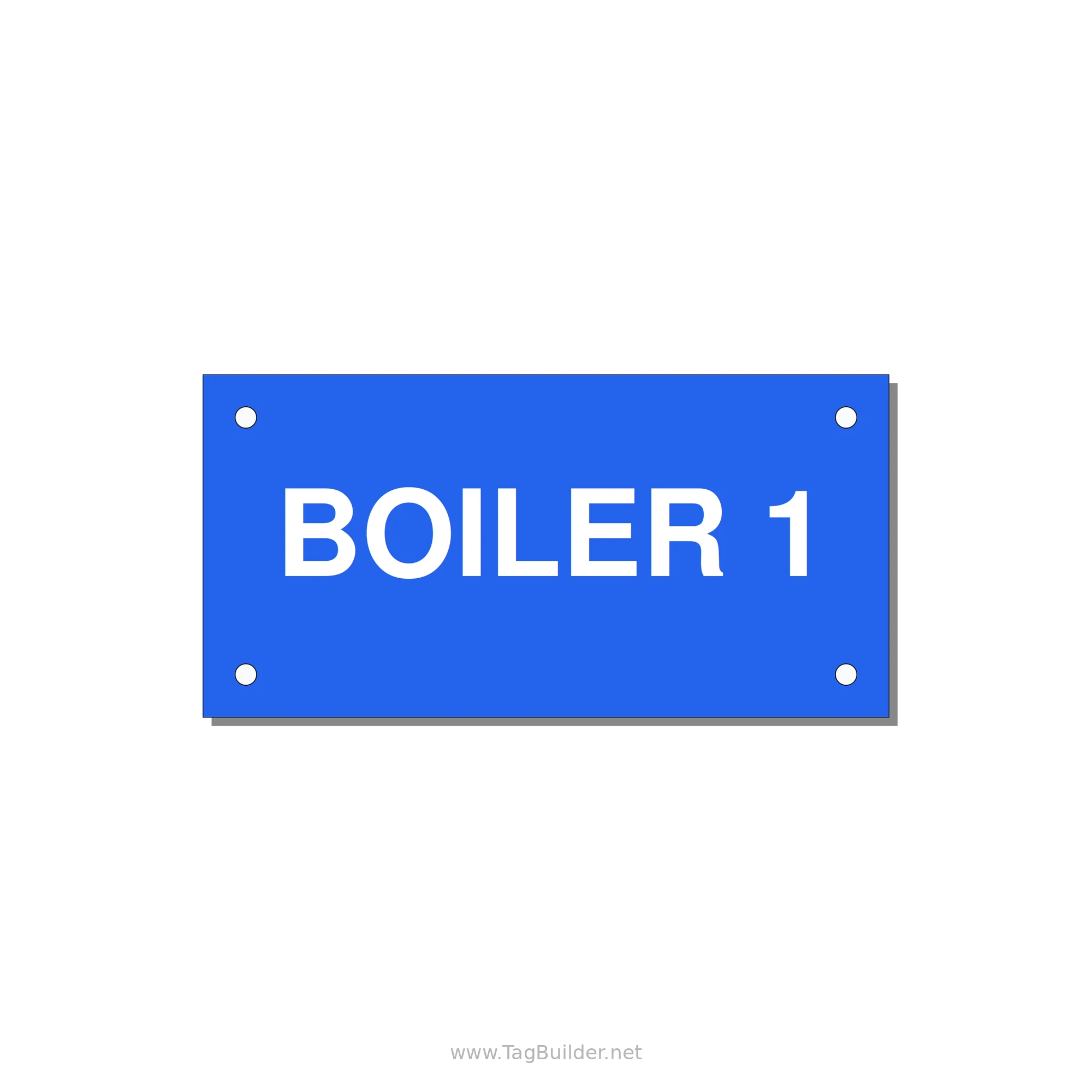 4.0x2.0" Safety Label - BOILER 1 — 4x2" White on Blue, Holes