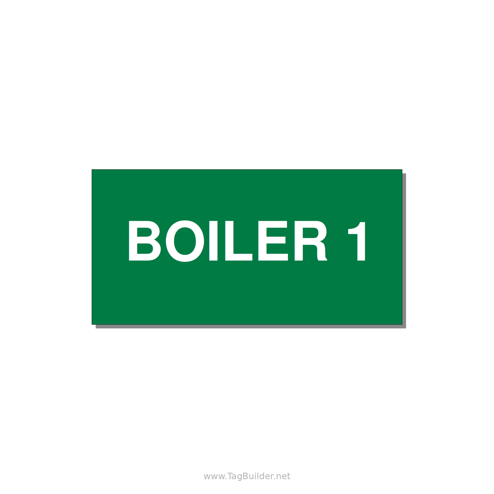 4.0x2.0" Safety Label - BOILER 1 — 4x2" White on Green, Adhesive