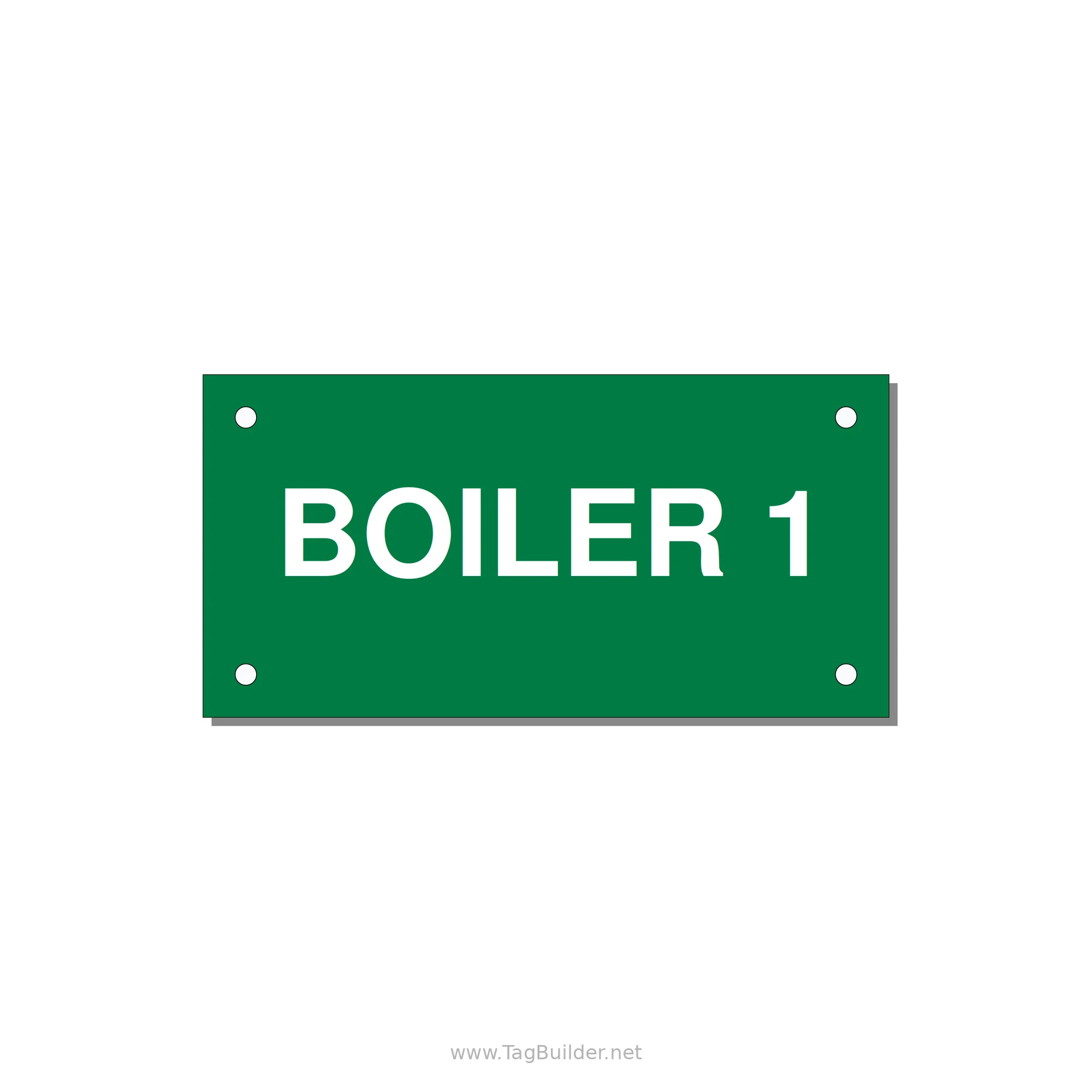 4.0x2.0" Safety Label - BOILER 1 — 4x2" White on Green, Holes