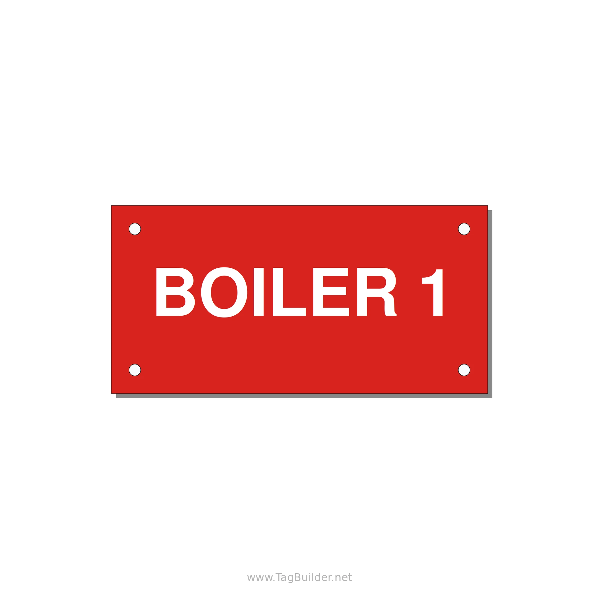 4.0x2.0" Safety Label - BOILER 1 — 4x2" White on Red, Holes
