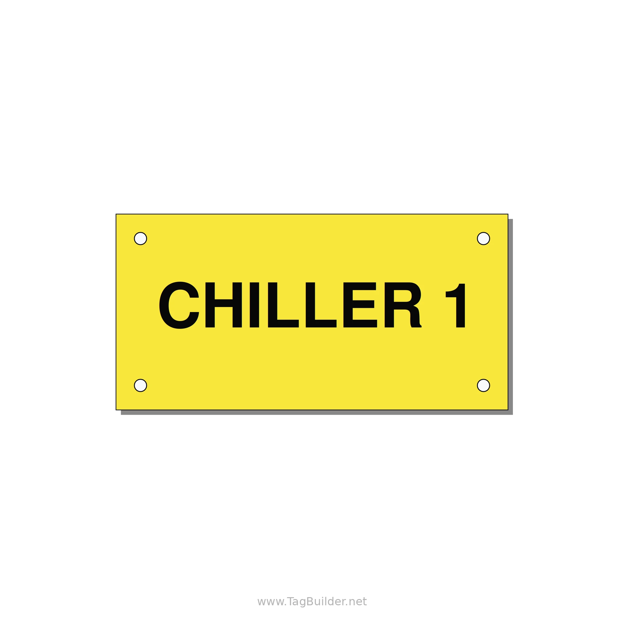 4.0x2.0" Safety Label - CHILLER 1 — 4x2" Black on Yellow, Holes
