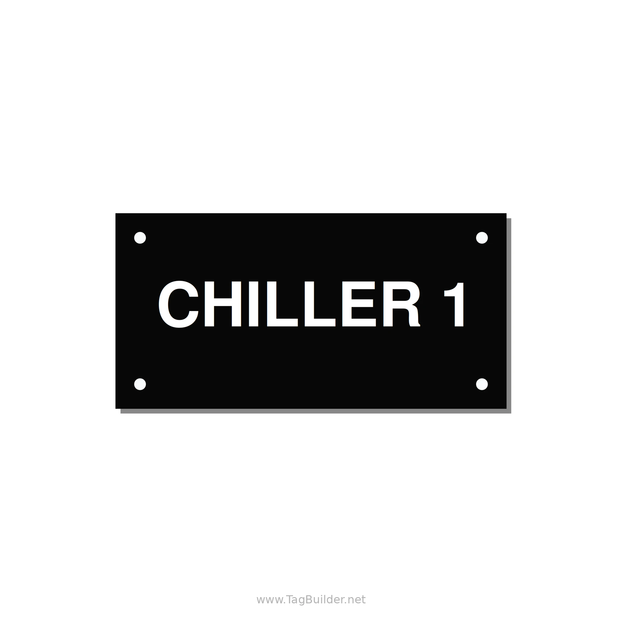 4.0x2.0" Safety Label - CHILLER 1 — 4x2" White on Black, Holes