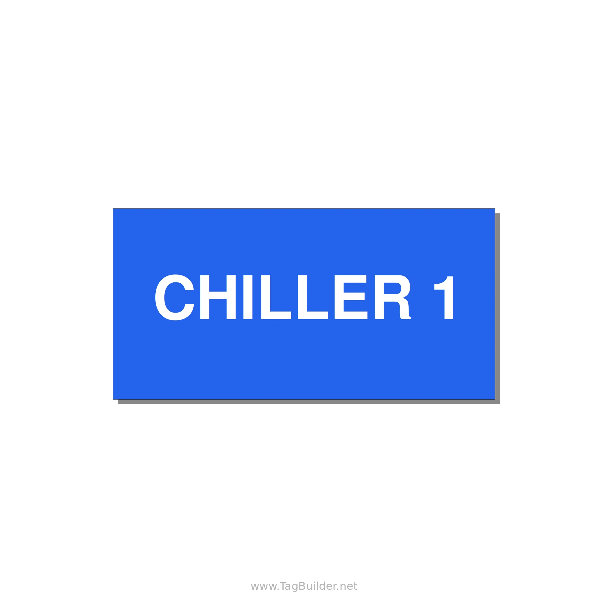 4.0x2.0" Safety Label - CHILLER 1 — 4x2" White on Blue, Adhesive