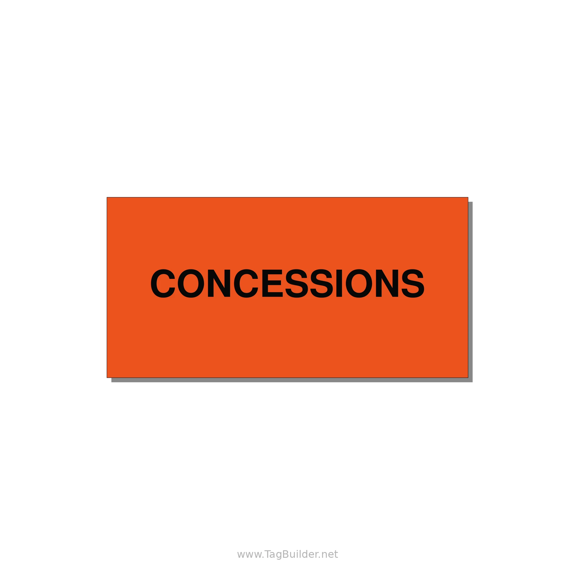 4.0x2.0" Safety Label - CONCESSIONS — 4x2" Black on Orange, Adhesive