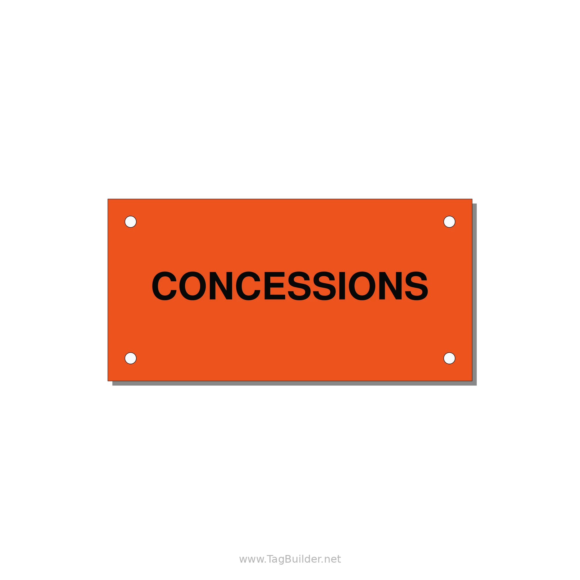 4.0x2.0" Safety Label - CONCESSIONS — 4x2" Black on Orange, Holes