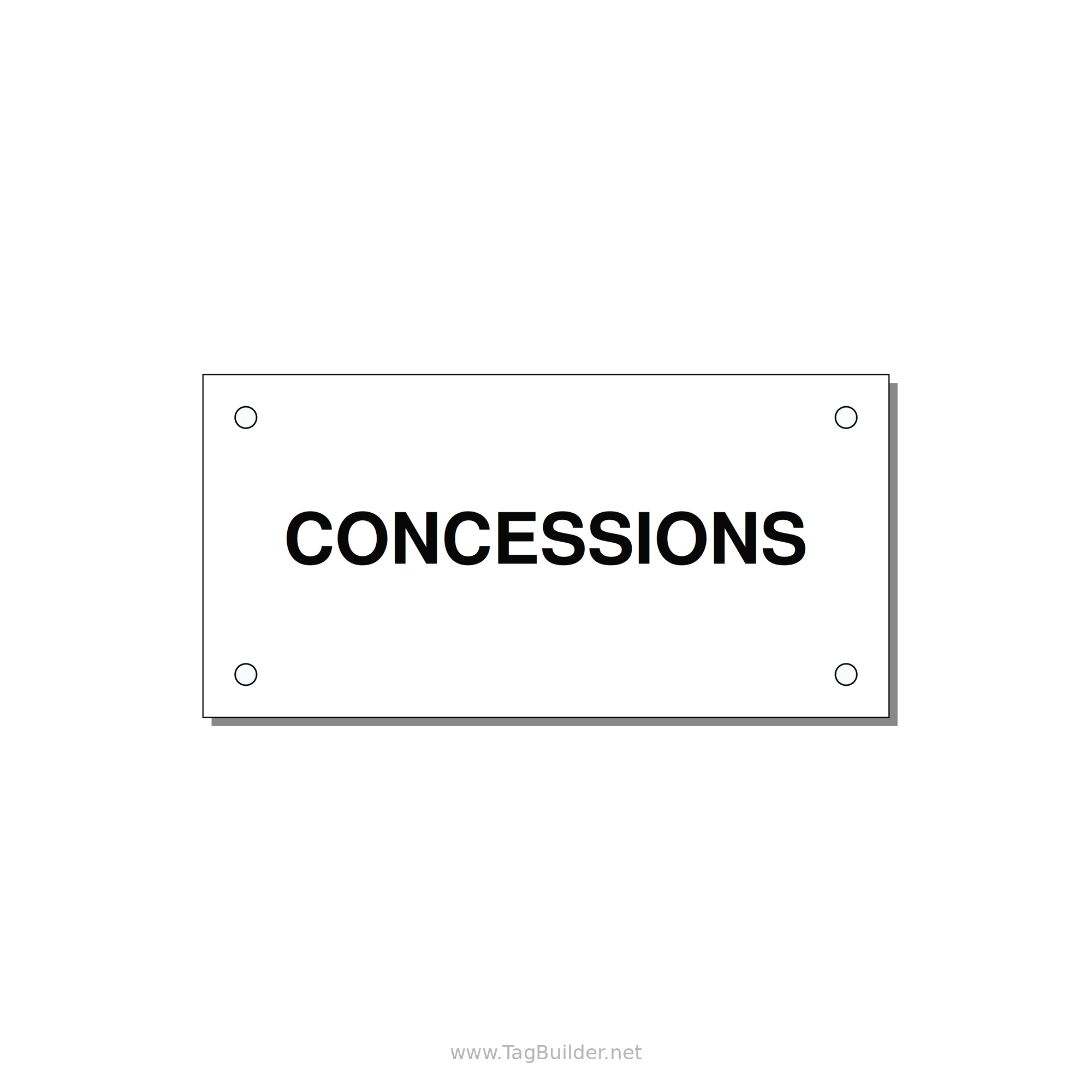 4.0x2.0" Safety Label - CONCESSIONS — 4x2" Black on White, Holes