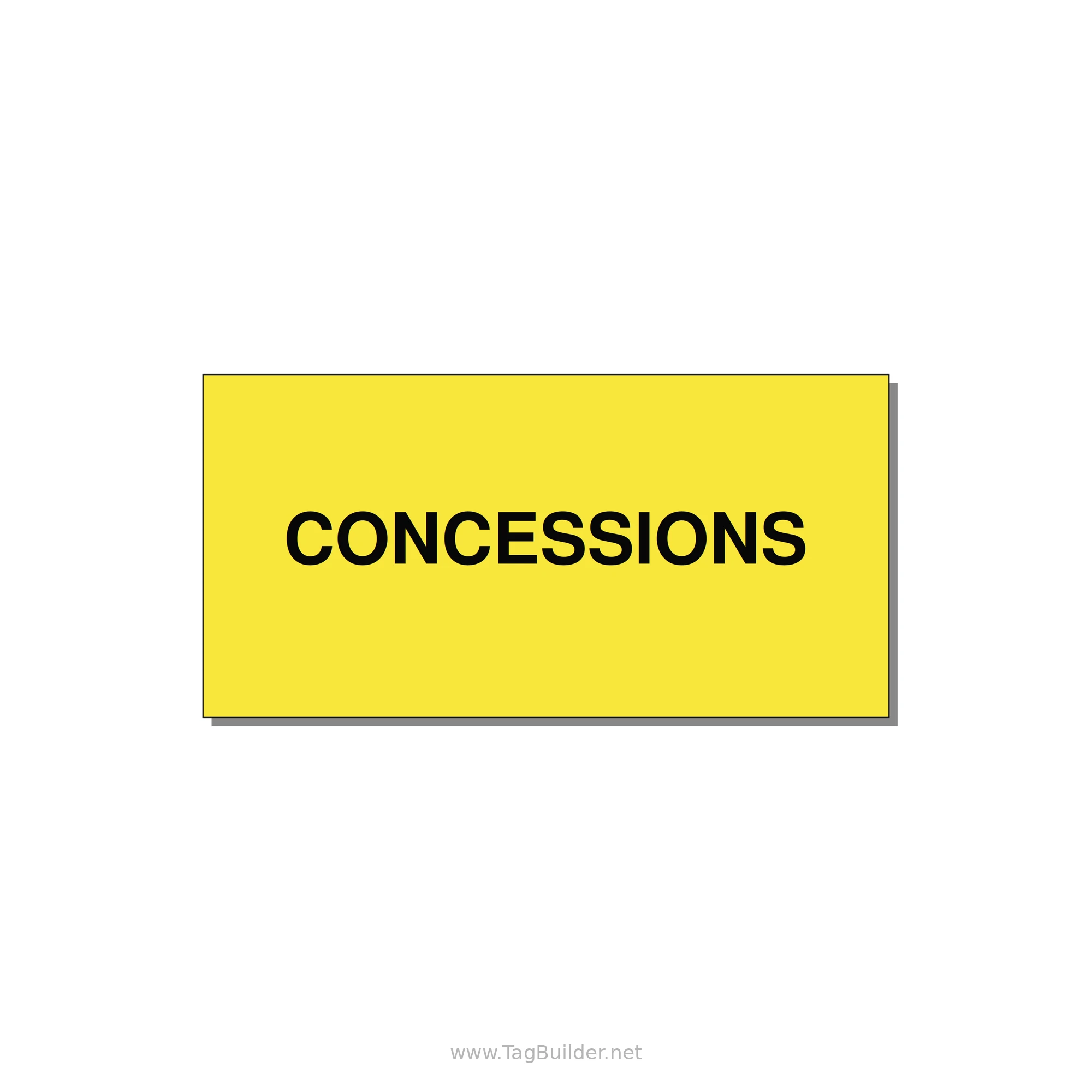 4.0x2.0" Safety Label - CONCESSIONS — 4x2" Black on Yellow, Adhesive