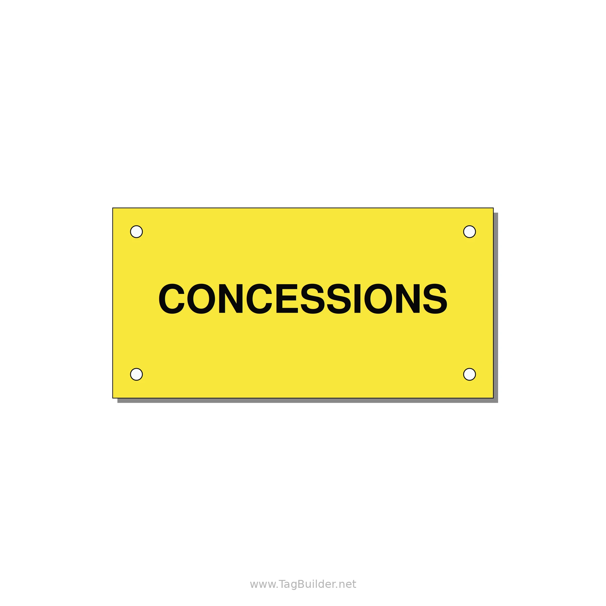 4.0x2.0" Safety Label - CONCESSIONS — 4x2" Black on Yellow, Holes