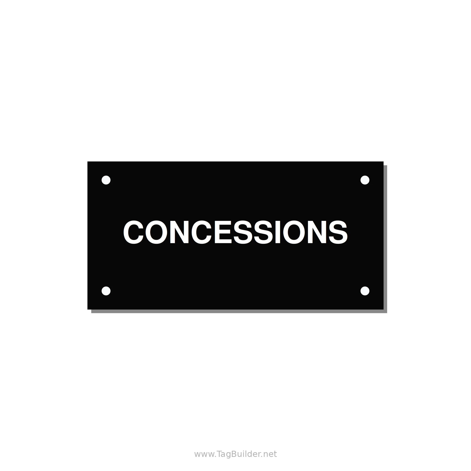 4.0x2.0" Safety Label - CONCESSIONS — 4x2" White on Black, Holes