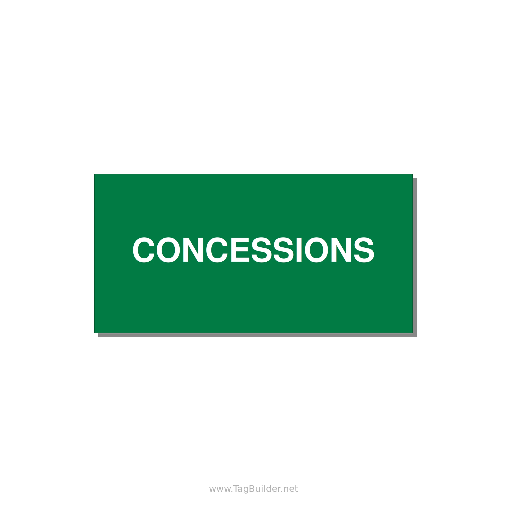 4.0x2.0" Safety Label - CONCESSIONS — 4x2" White on Green, Adhesive