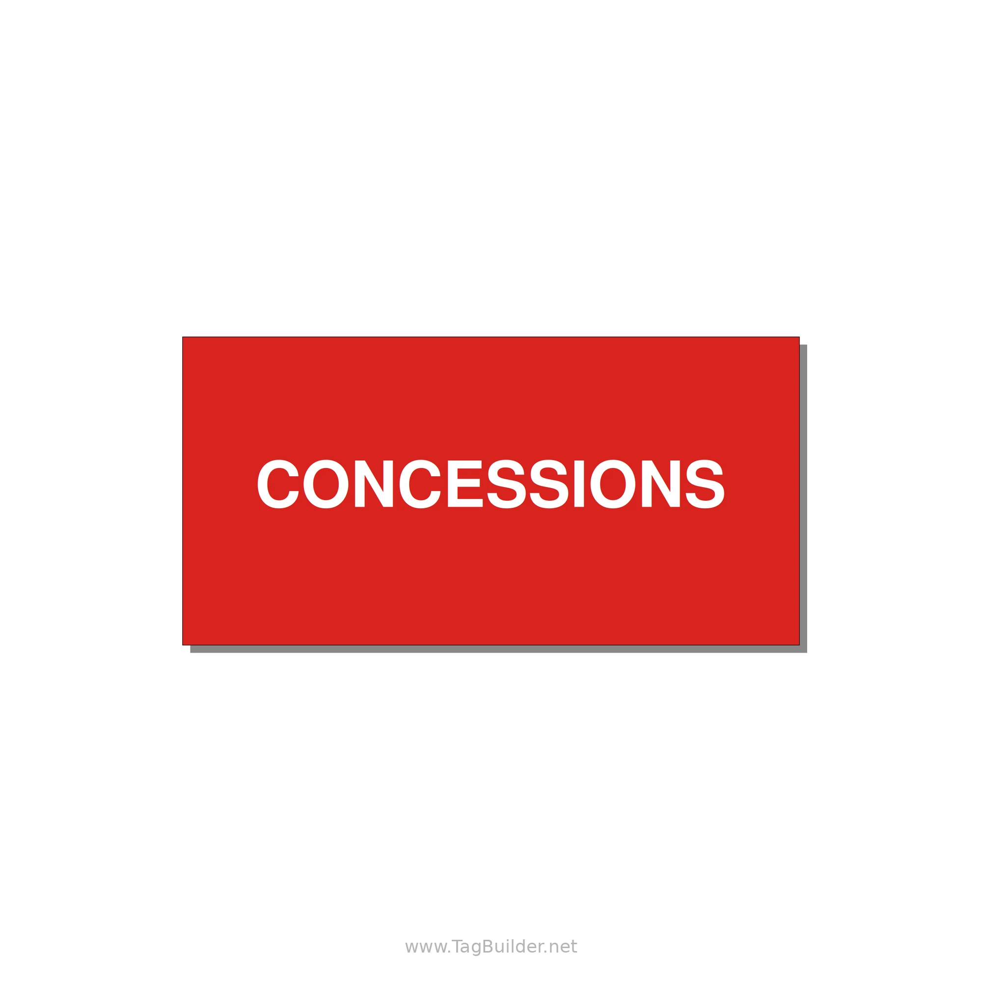 4.0x2.0" Safety Label - CONCESSIONS — 4x2" White on Red, Adhesive