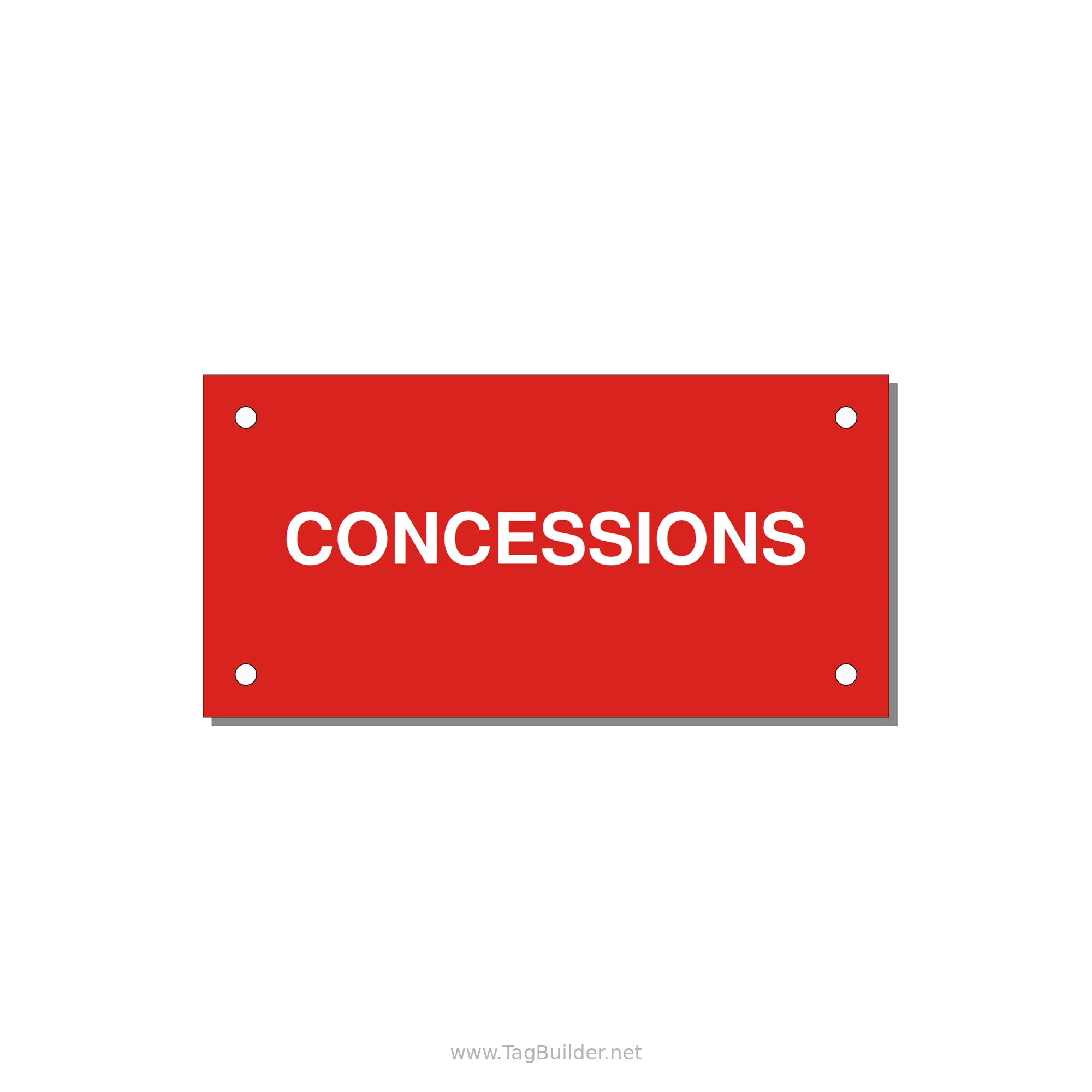 4.0x2.0" Safety Label - CONCESSIONS — 4x2" White on Red, Holes