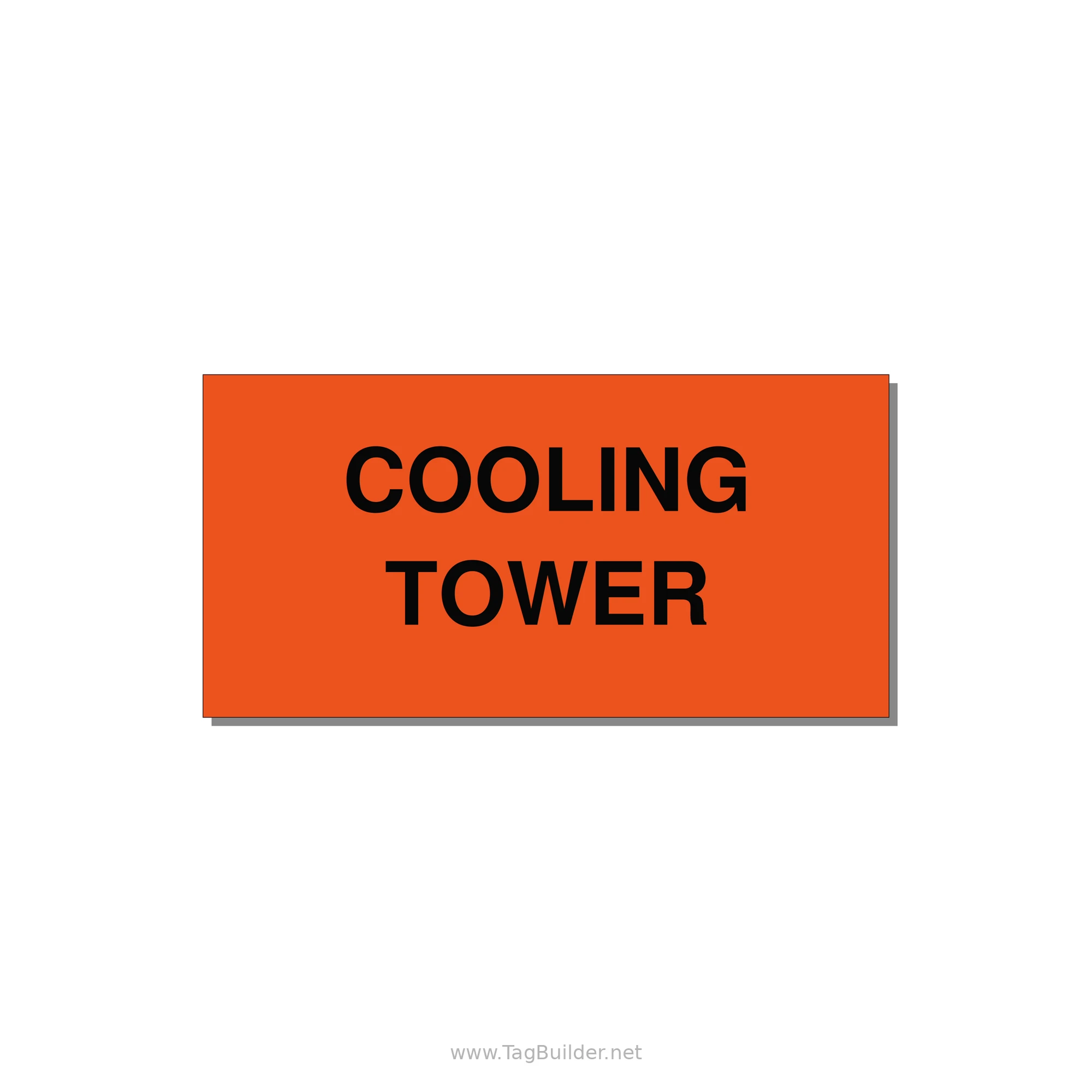 4.0x2.0" Safety Label - COOLING TOWER — 4x2" Black on Orange, Adhesive