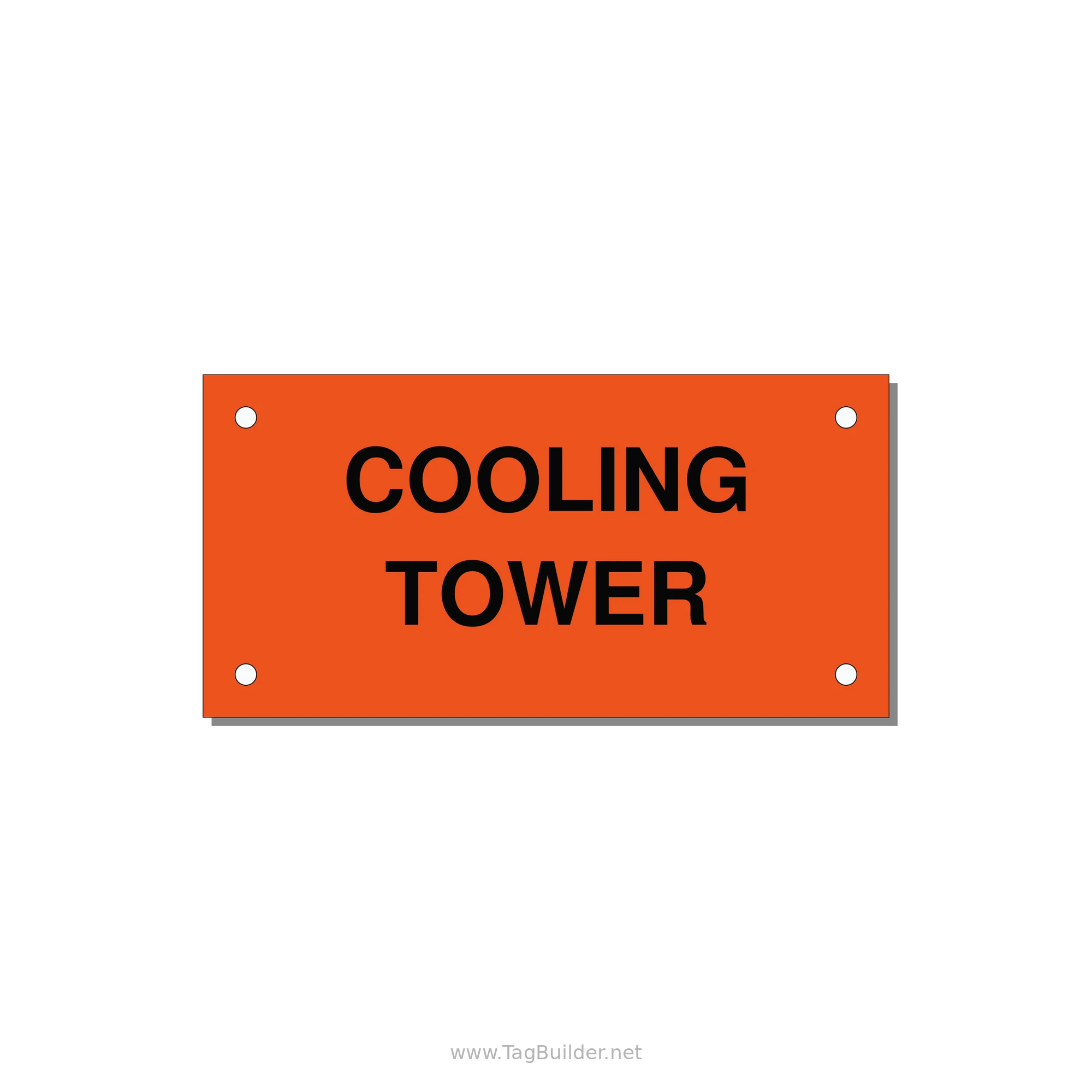 4.0x2.0" Safety Label - COOLING TOWER — 4x2" Black on Orange, Holes