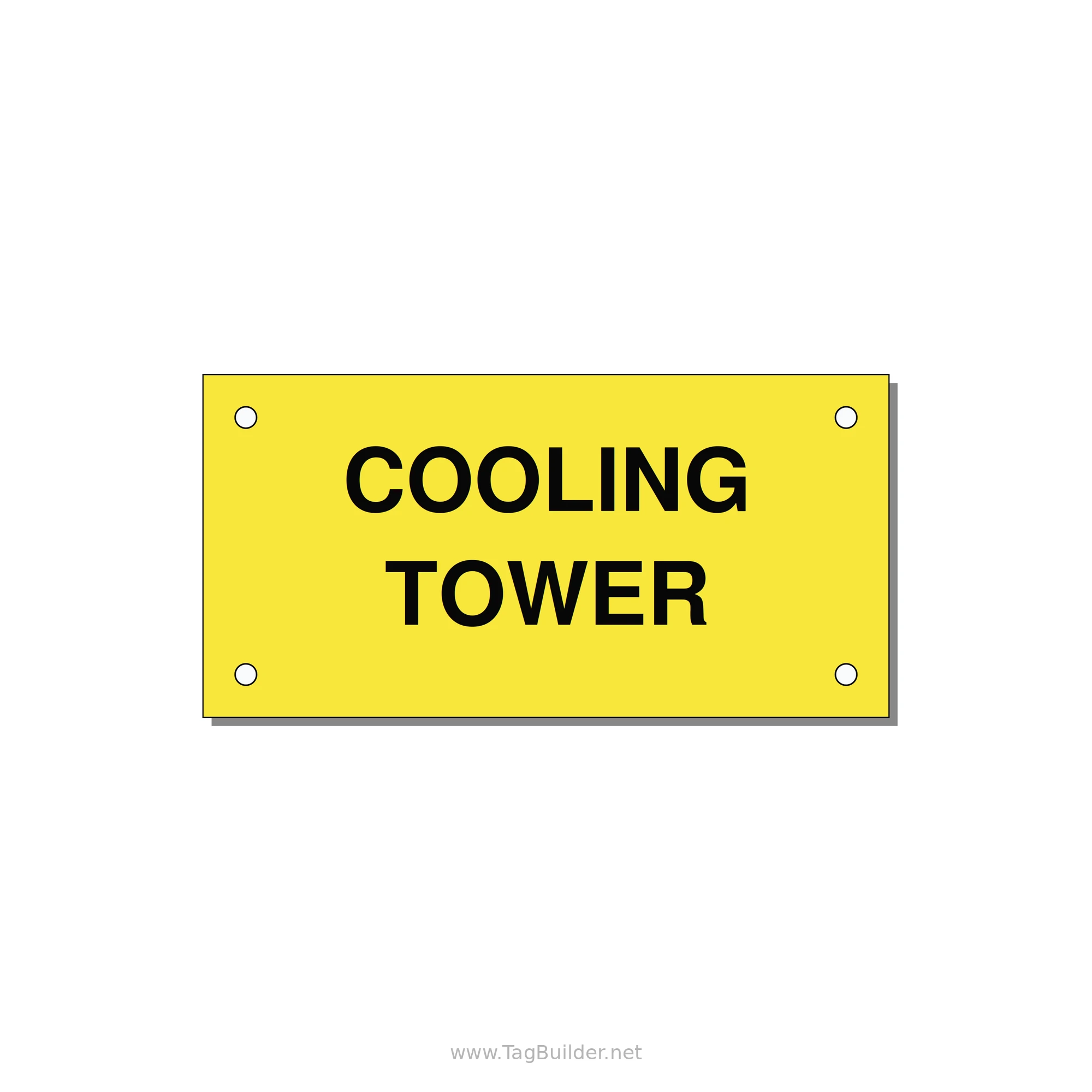 4.0x2.0" Safety Label - COOLING TOWER — 4x2" Black on Yellow, Holes